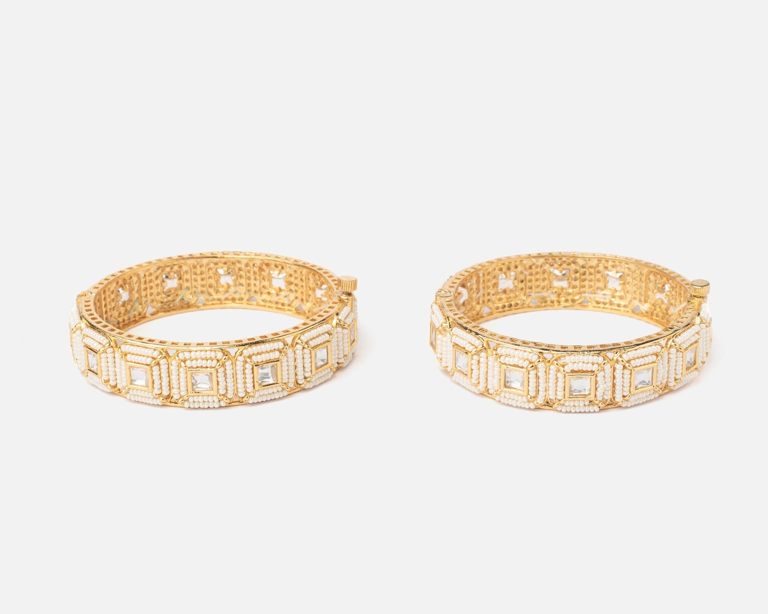 vivinia BY VIDHI MEHRA Ismarrah 2.0 Gold Plated Beads/Synthetic Stone Bangles ( Set of 2 )