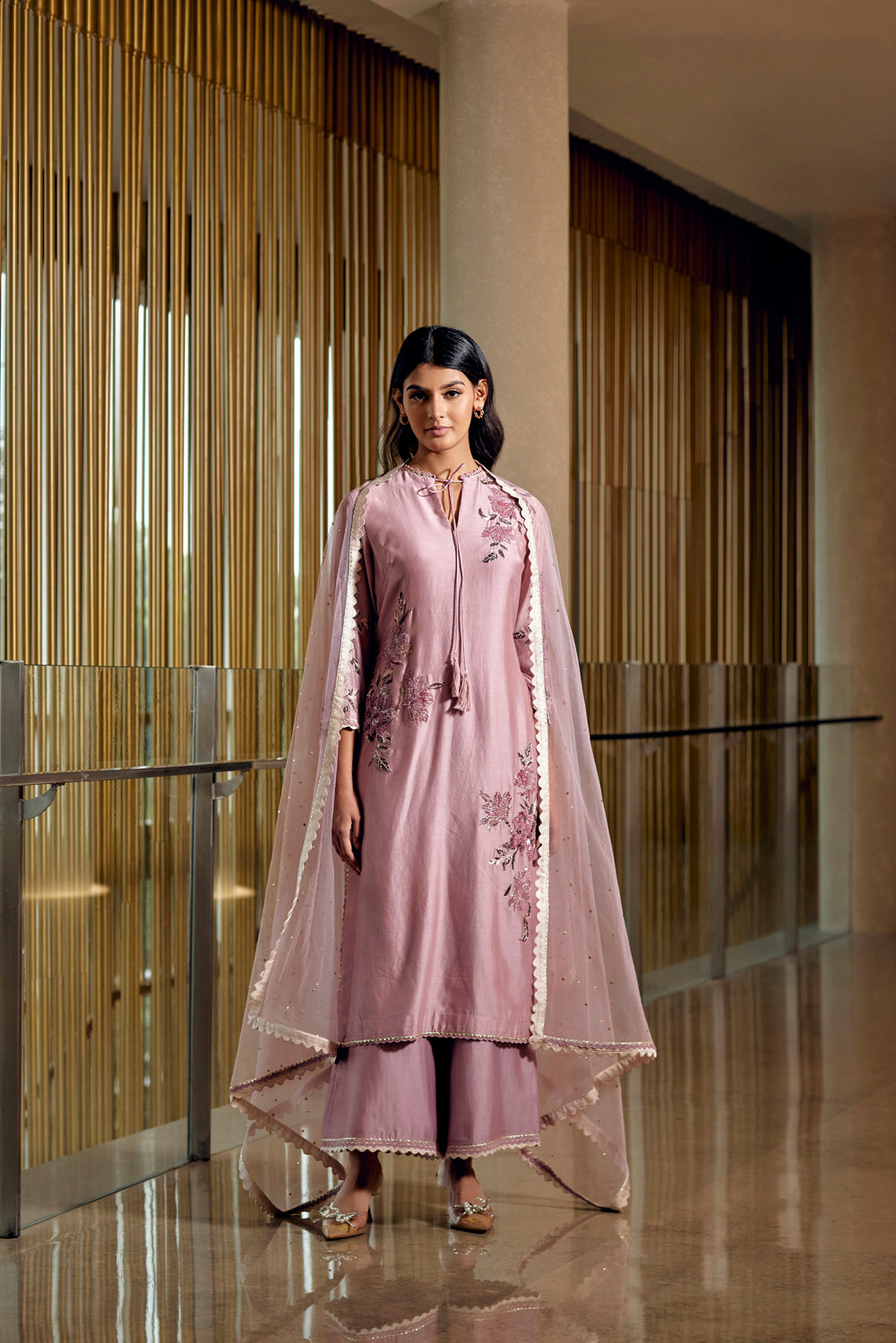 Pink Embroidered Kurta Set