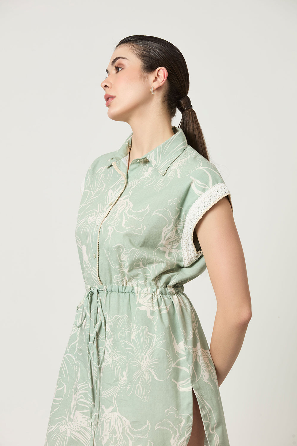 Luna Drawstring Dress With Shirt Collar