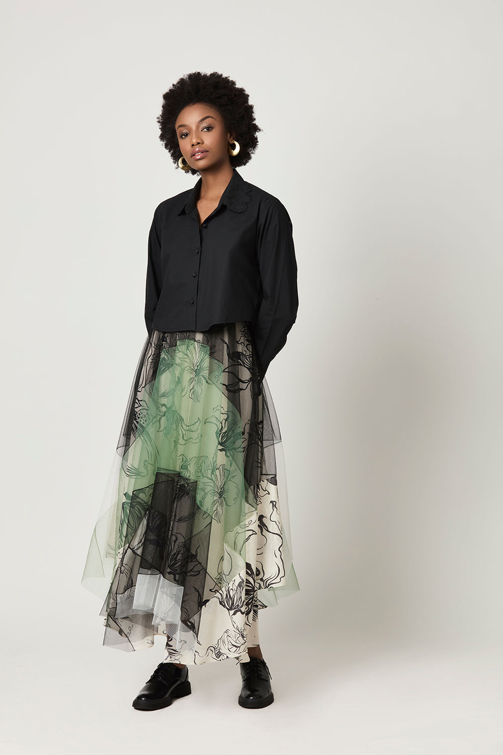 Luna Crop Shirt And Patchwork Skirt