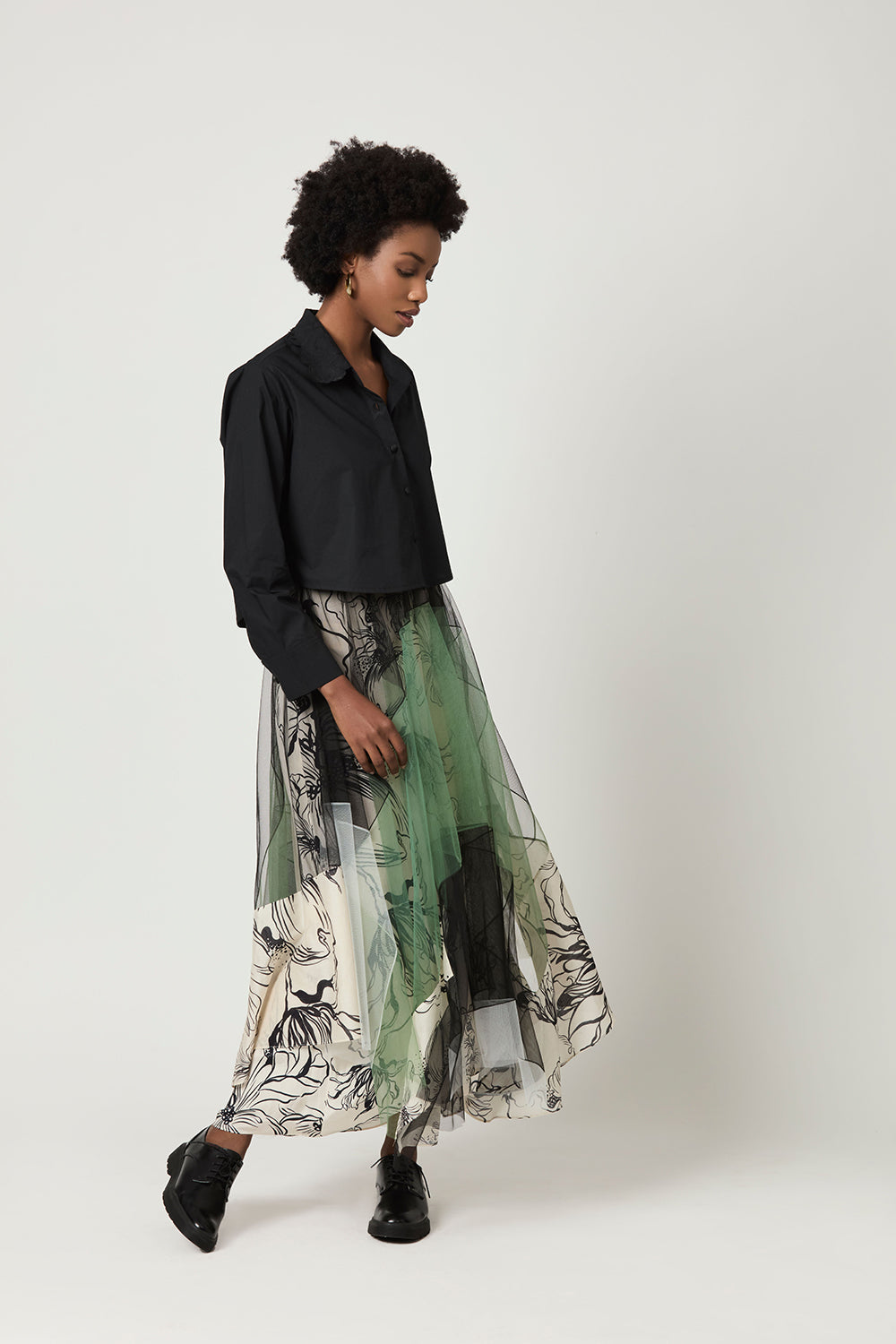 Luna Crop Shirt And Patchwork Skirt