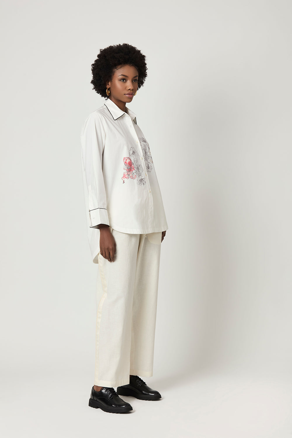 Luna Printed Shirt With Solid Trousers