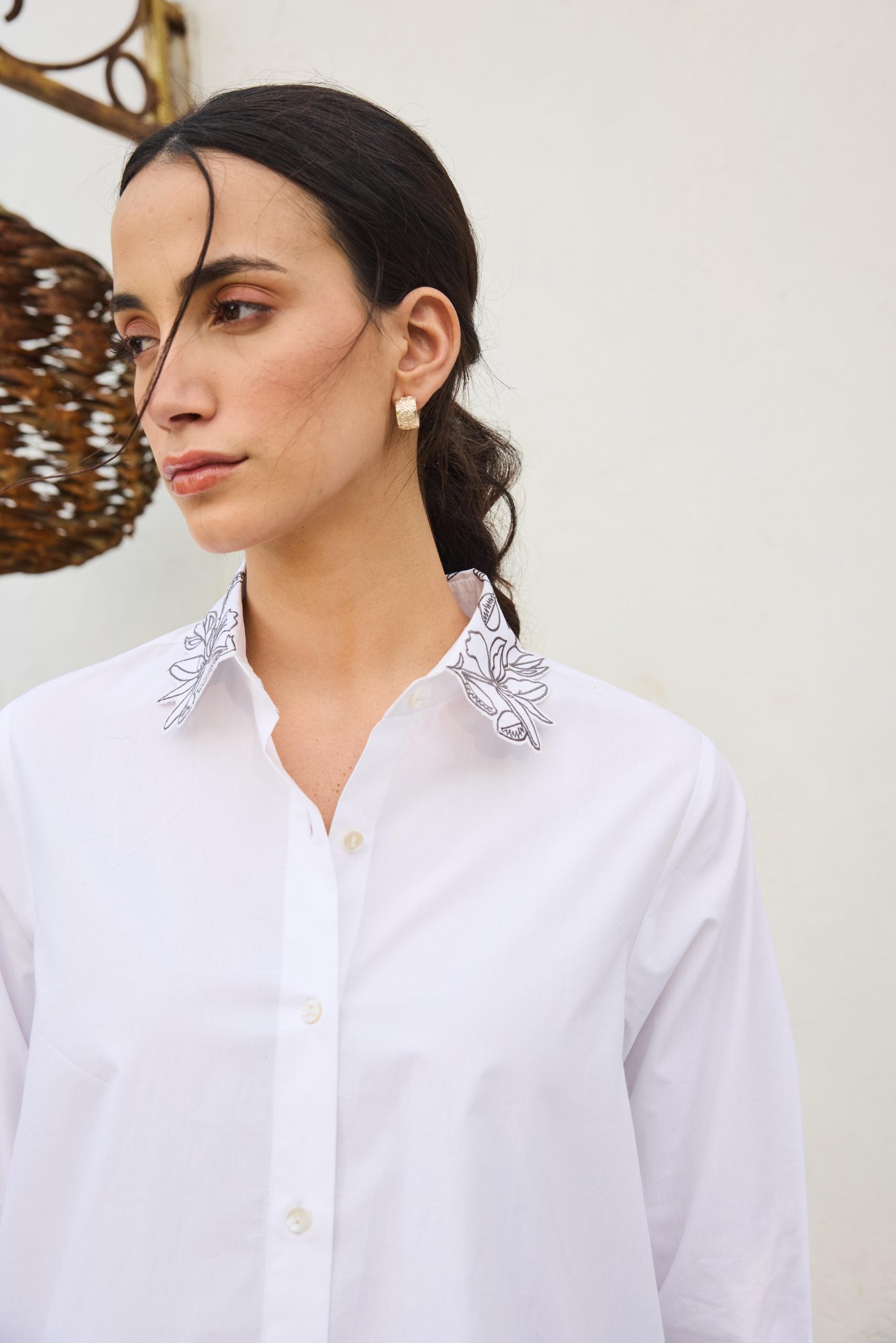 Image of CUTWORK COLLAR AND CUFF SHIRT