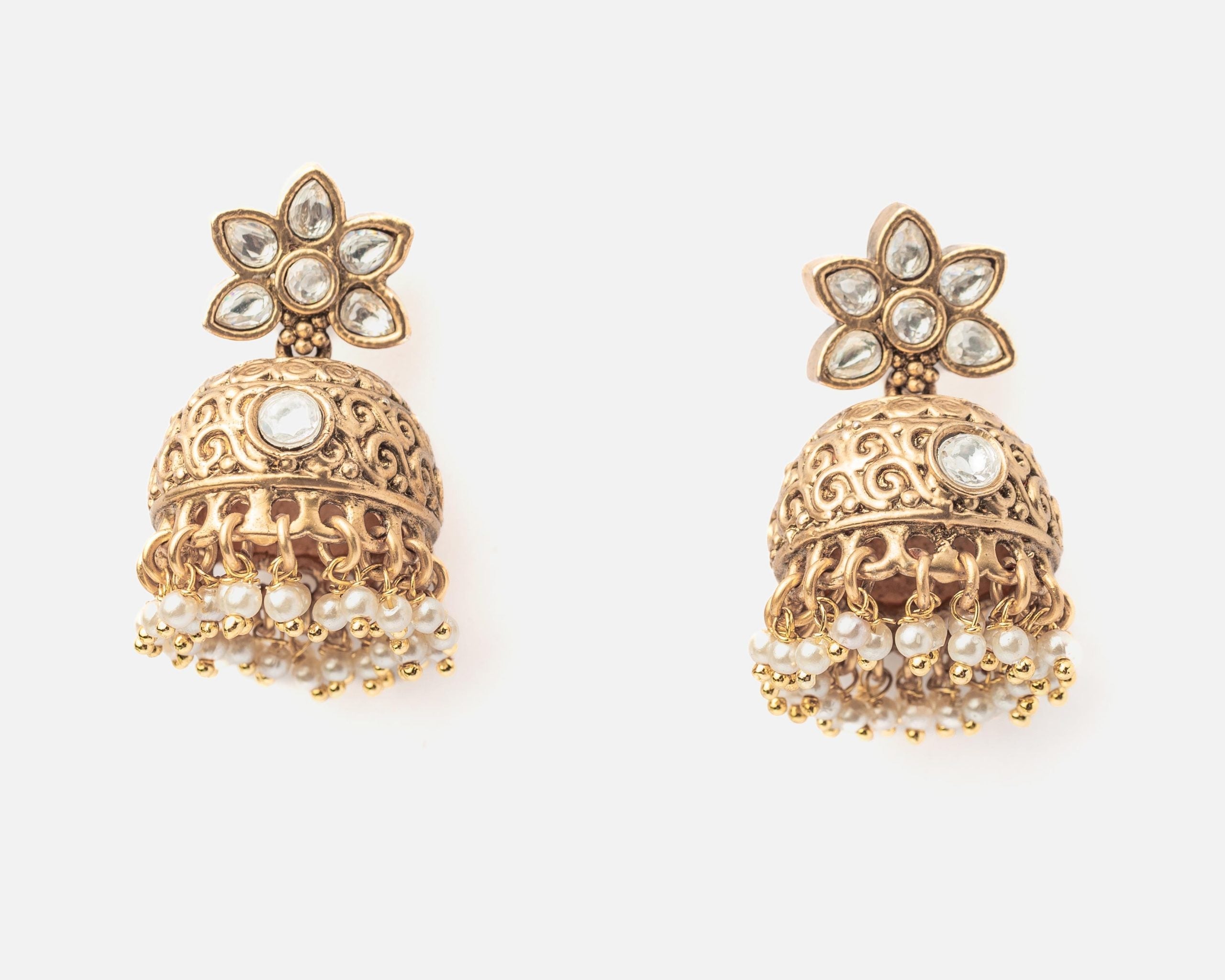 vivinia BY VIDHI MEHRA ISMAARH 2.0 Gold/White Womens Pair of Jhumka Earrings