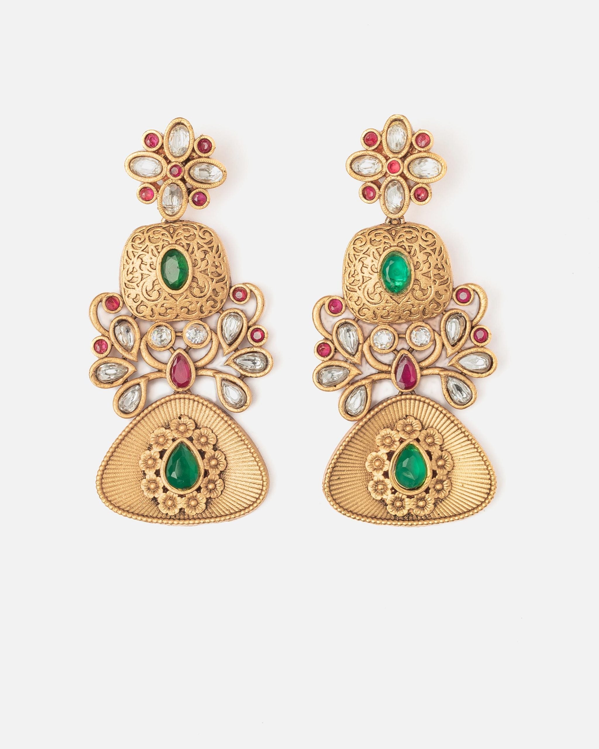 vivinia BY VIDHI MEHRA ISMAARH 2.0 Gold/Green Womens Pair of Chandbali Earrings