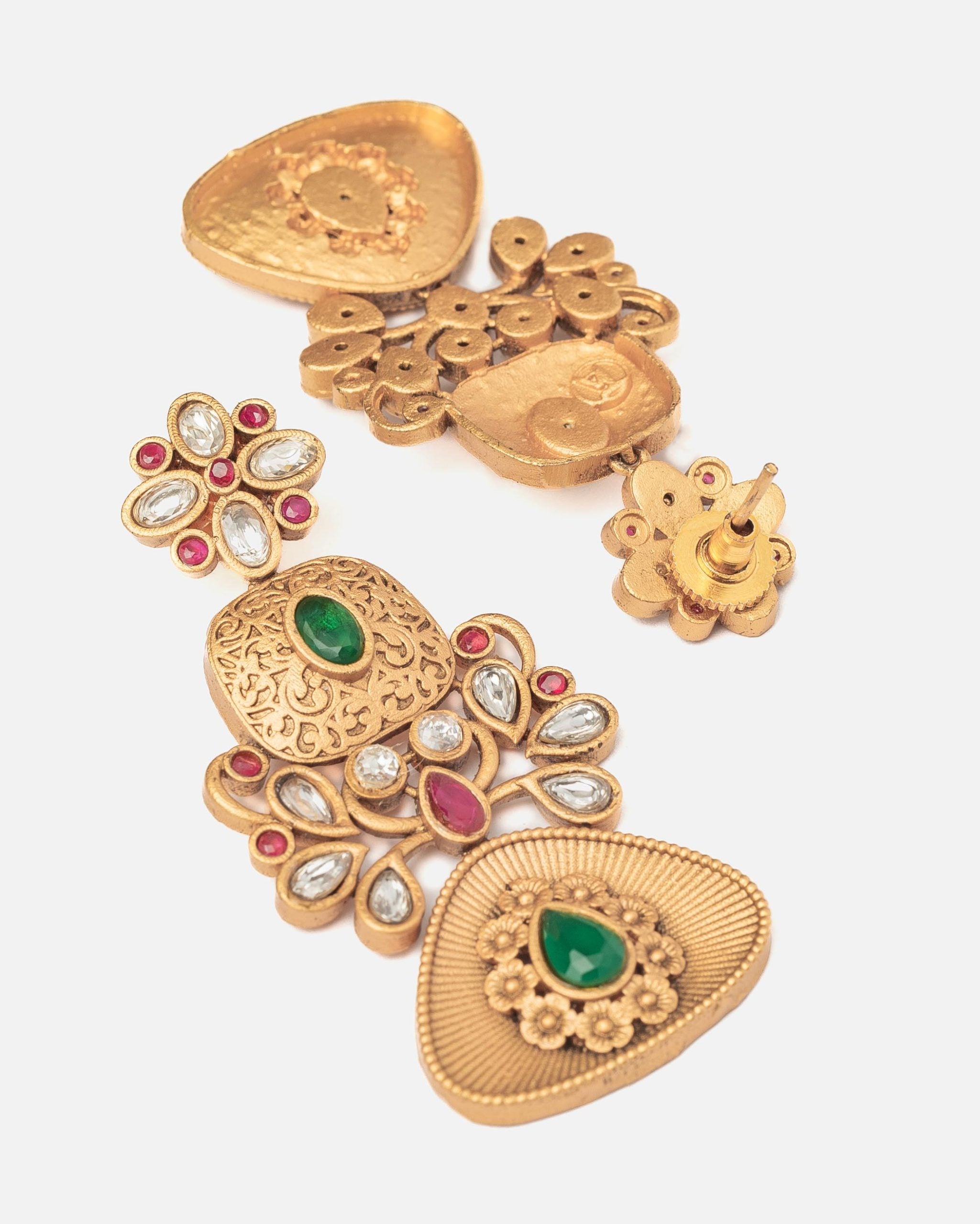 vivinia BY VIDHI MEHRA ISMAARH 2.0 Gold/Green Womens Pair of Chandbali Earrings