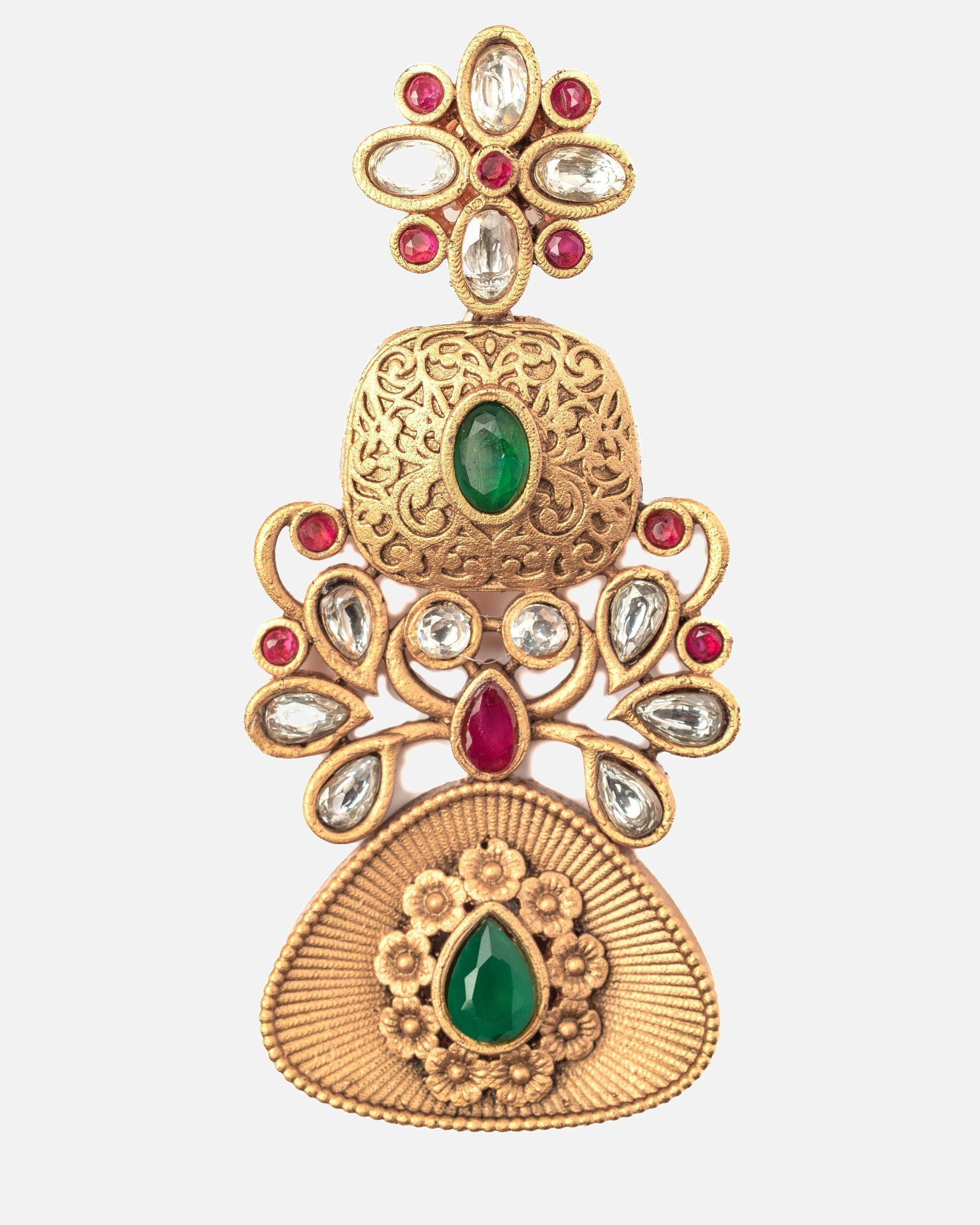 vivinia BY VIDHI MEHRA ISMAARH 2.0 Gold/Green Womens Pair of Chandbali Earrings