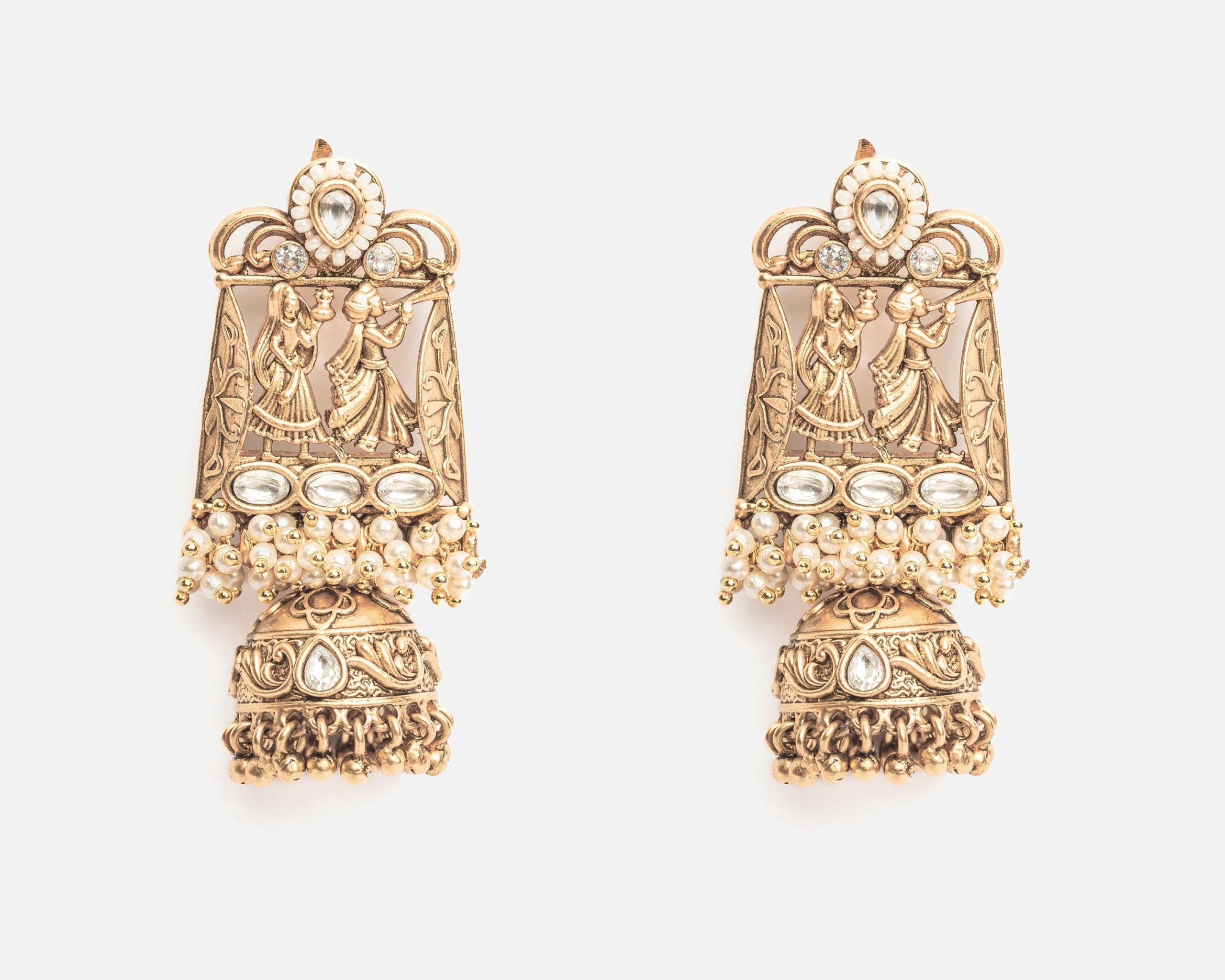 vivinia BY VIDHI MEHRA ISMAARH 2.0 Gold/White Womens Pair of Jhumka Earrings