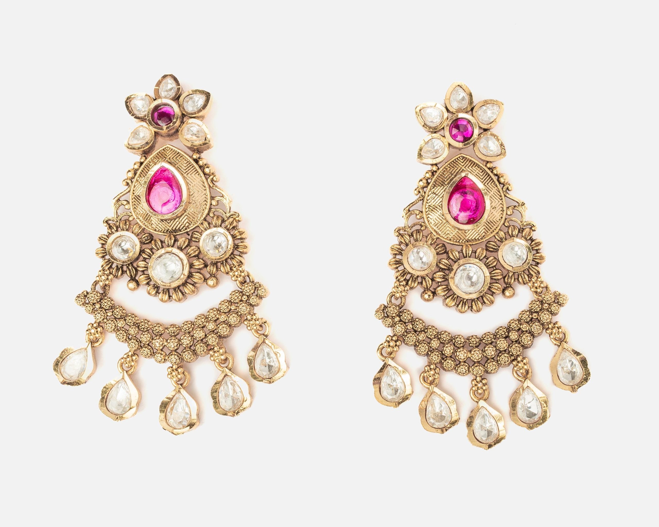 vivinia BY VIDHI MEHRA ISMAARH 2.0 Gold/Pink Womens Pair of Chandbali Earrings