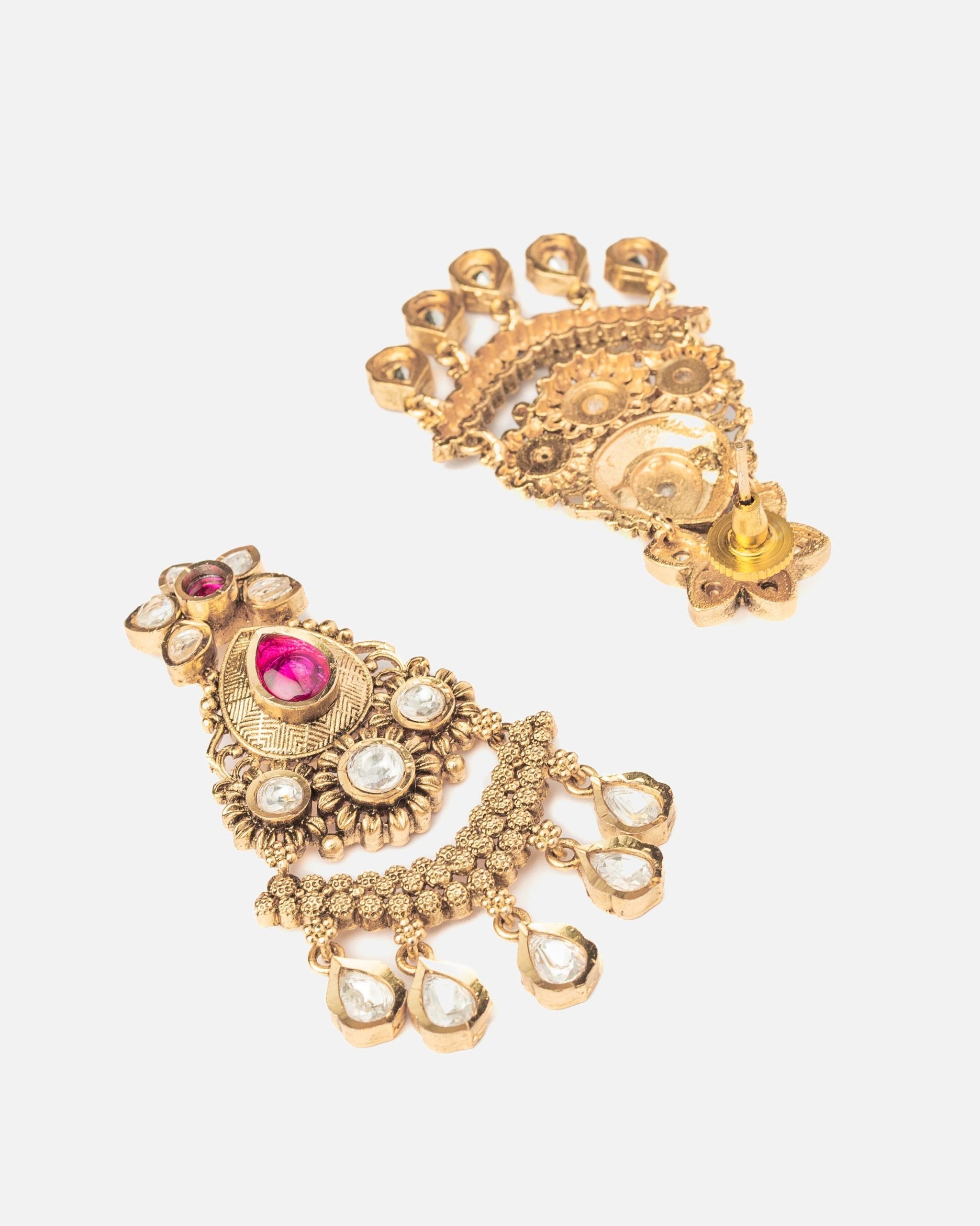 vivinia BY VIDHI MEHRA ISMAARH 2.0 Gold/Pink Womens Pair of Chandbali Earrings