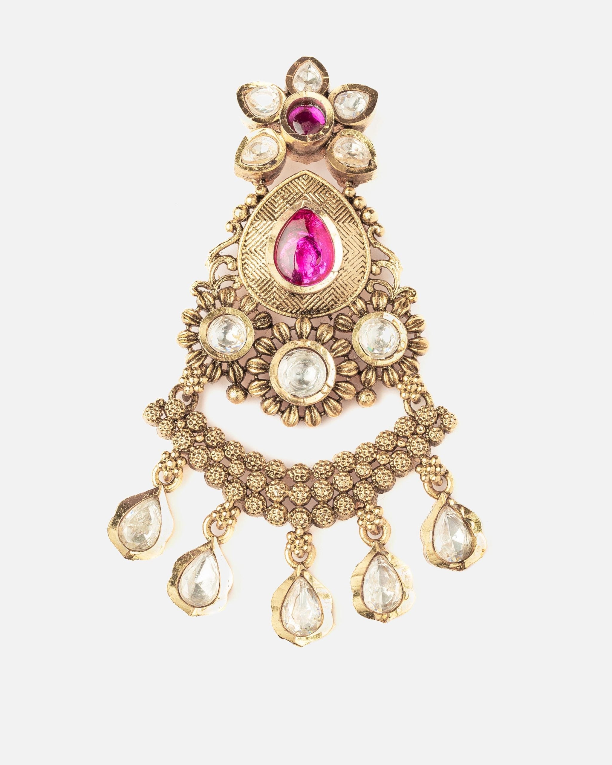 vivinia BY VIDHI MEHRA ISMAARH 2.0 Gold/Pink Womens Pair of Chandbali Earrings