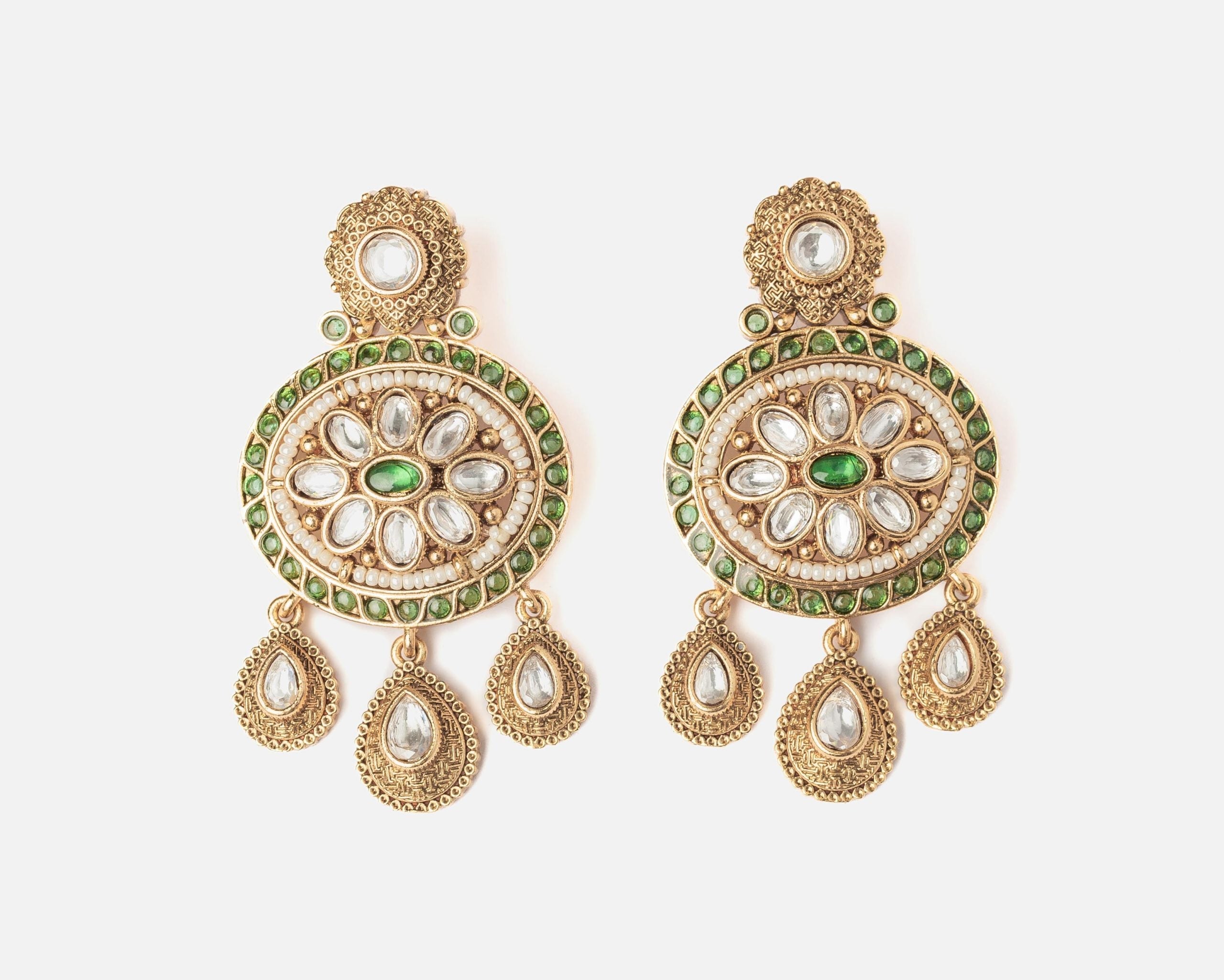 vivinia BY VIDHI MEHRA ISMAARH 2.0 Gold/Green Womens Pair of Chandbali Earrings