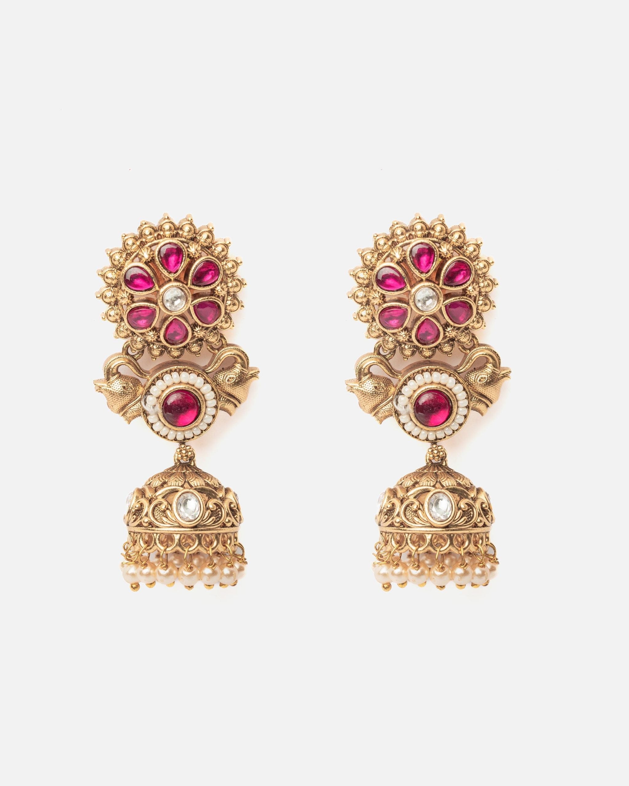 vivinia BY VIDHI MEHRA ISMAARH 2.0 Gold/Pink Womens Pair of Jhumka Earrings