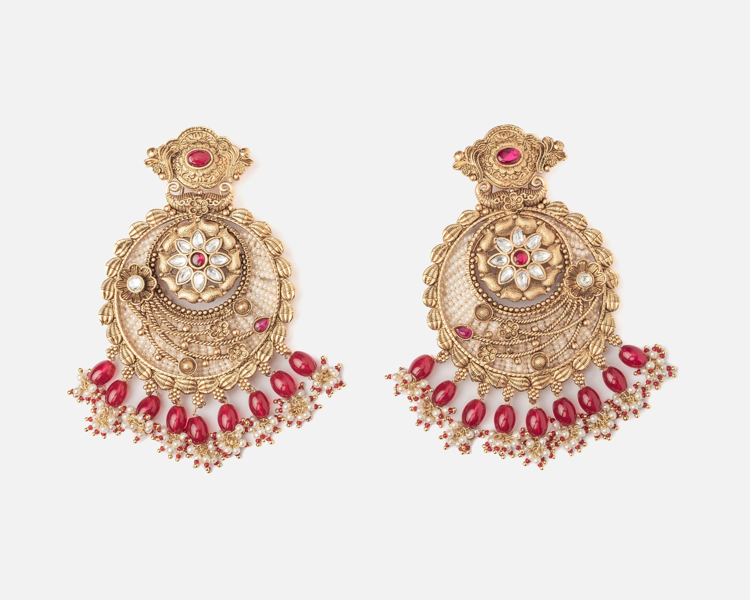 vivinia BY VIDHI MEHRA ISMAARH 2.0 Gold/Pink Womens Pair of Chandbali Earrings