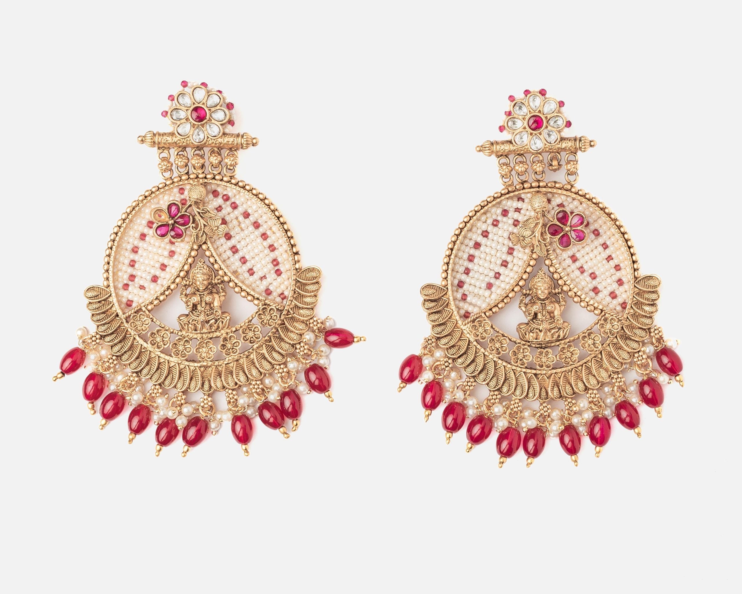 vivinia BY VIDHI MEHRA ISMAARH 2.0 Gold/Pink Womens Pair of Chandbali Earrings