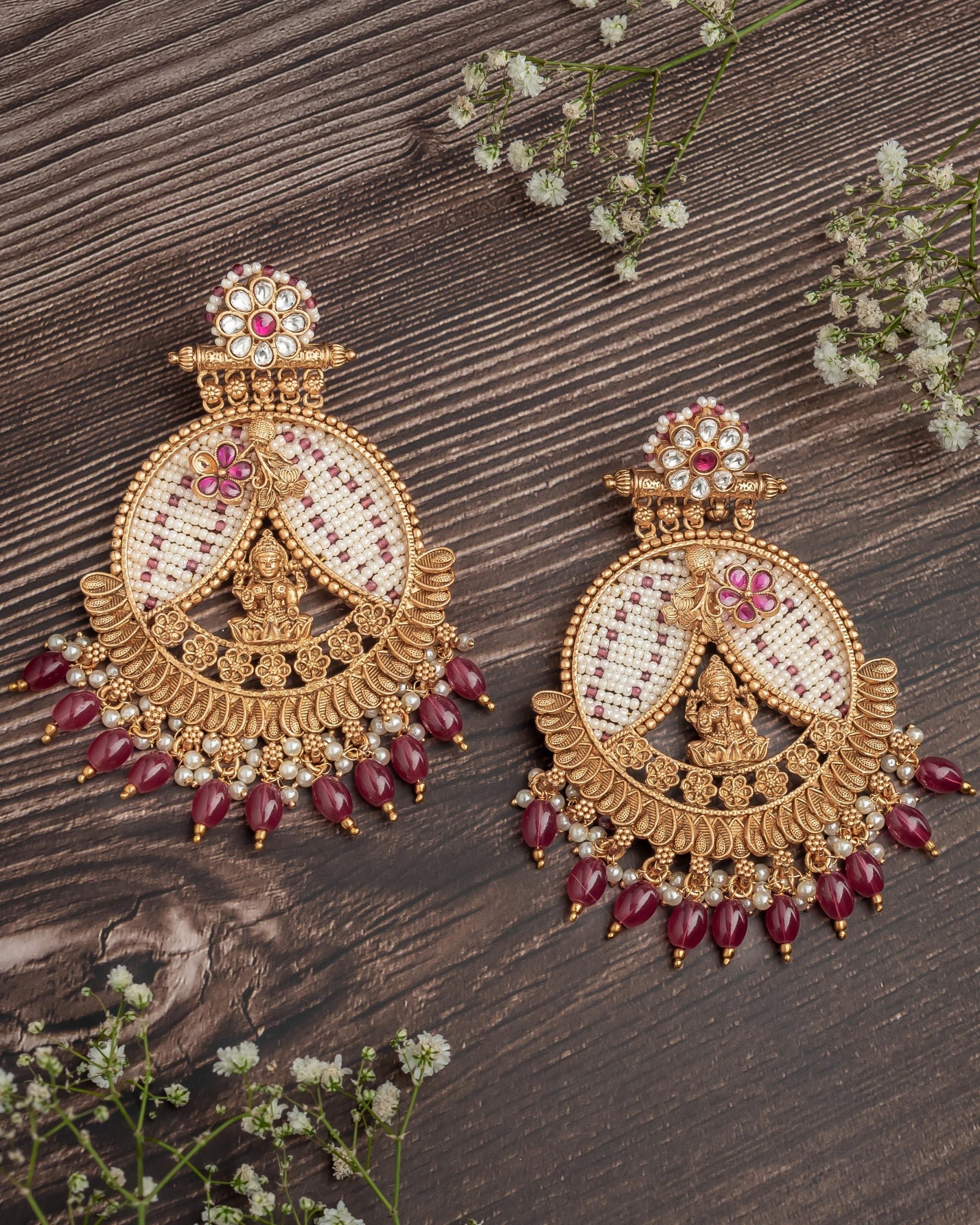 vivinia BY VIDHI MEHRA ISMAARH 2.0 Gold/Pink Womens Pair of Chandbali Earrings