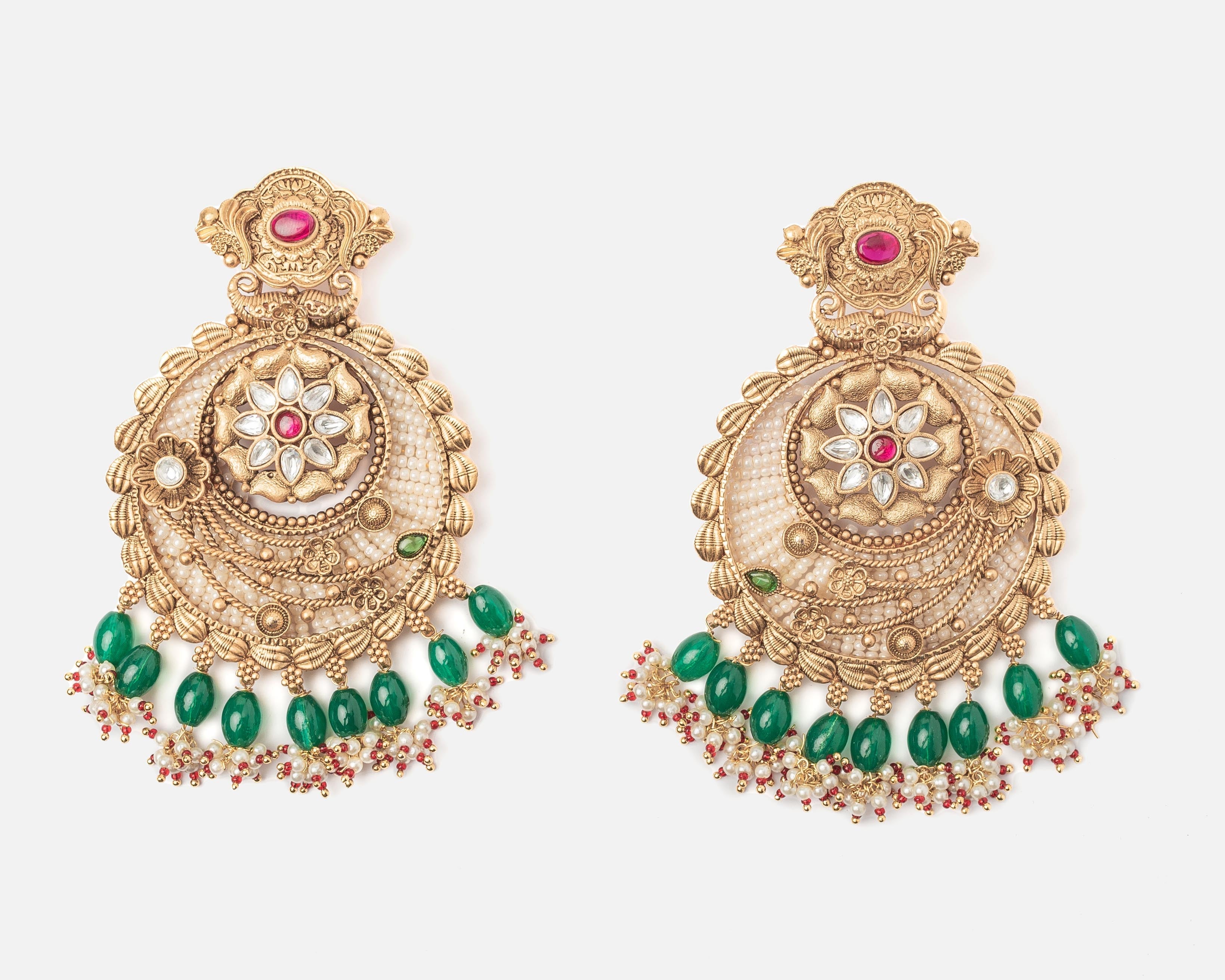 vivinia BY VIDHI MEHRA ISMAARH 2.0 Gold/Green Womens Pair of Chandbali Earrings