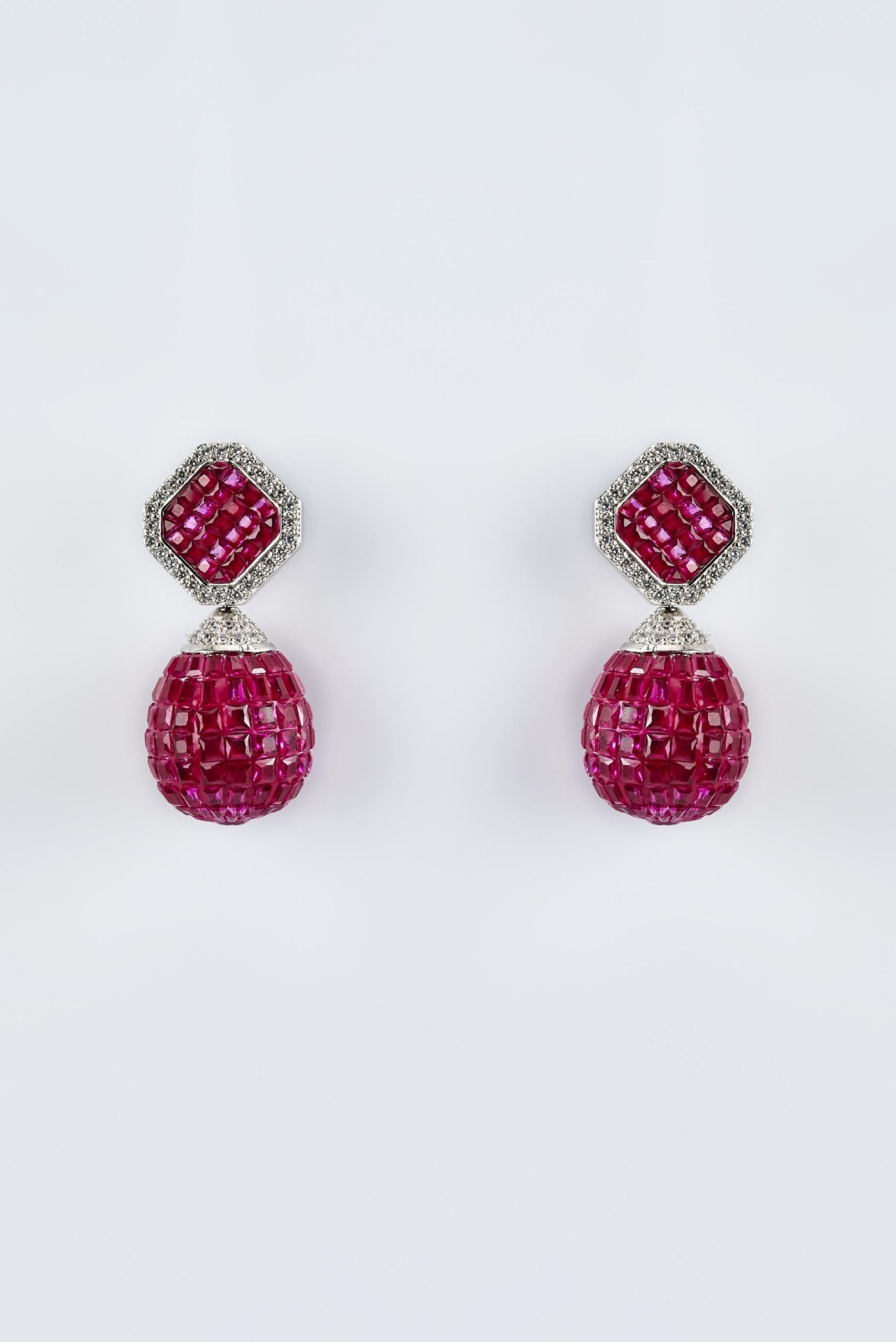 vivinia BY VIDHI MEHRA Zia Silver Plated Pink Womens Zircon Pair of Dangler Earrings (Freesize)