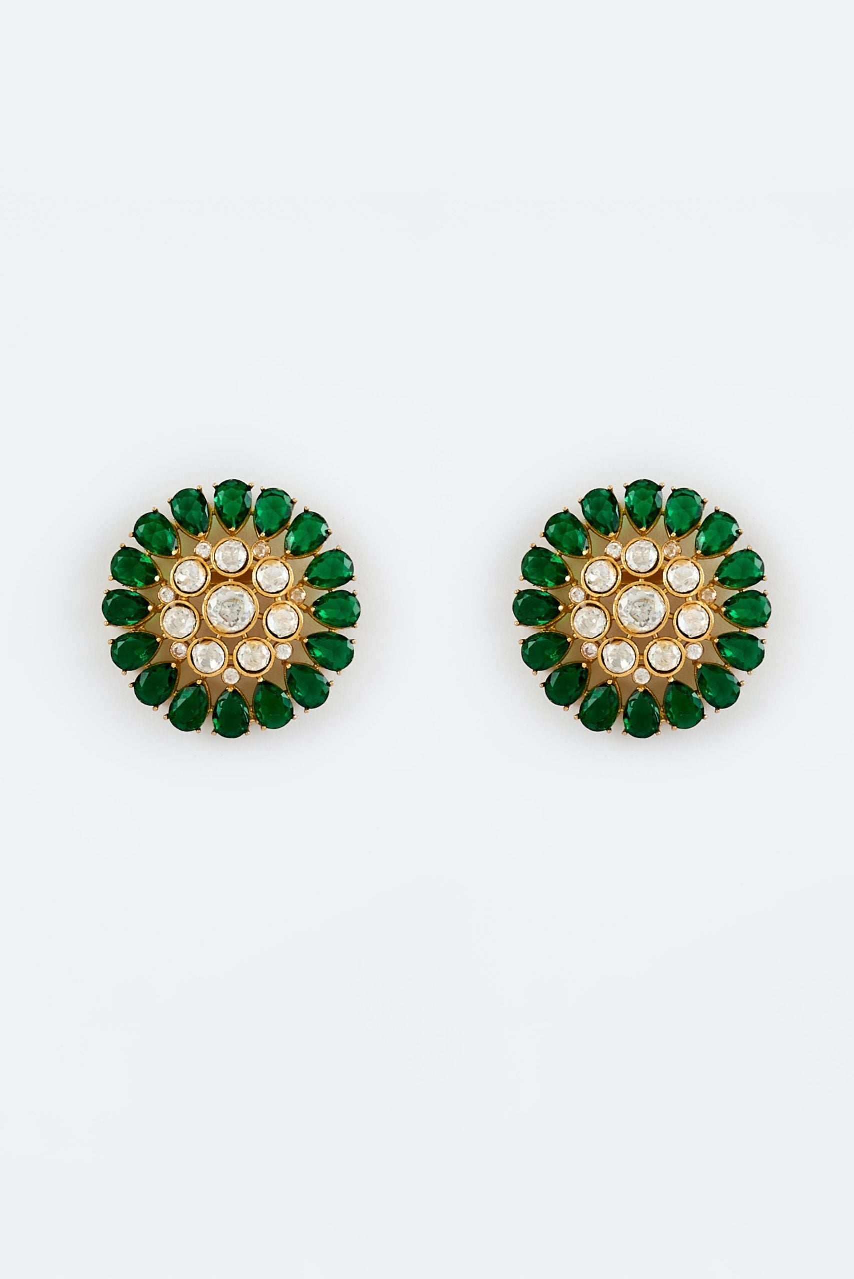 vivinia BY VIDHI MEHRA Florence Gold Plated Green Womens Kundan, Polki Pair of Stud Earrings (Freesize)