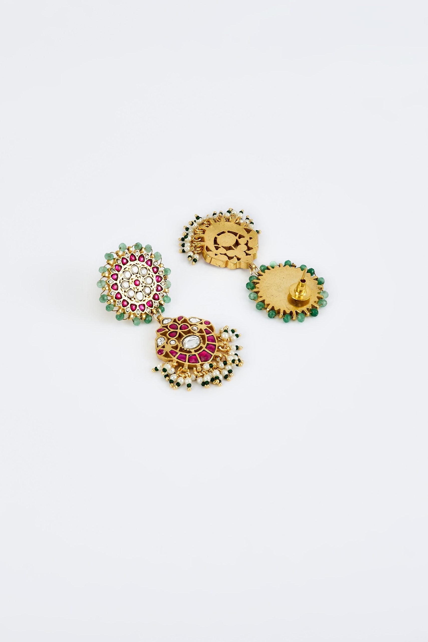 vivinia BY VIDHI MEHRA Morpankh Gold Plated Multi Womens Kundan, Polki Pair of Dangler Earrings (Freesize)