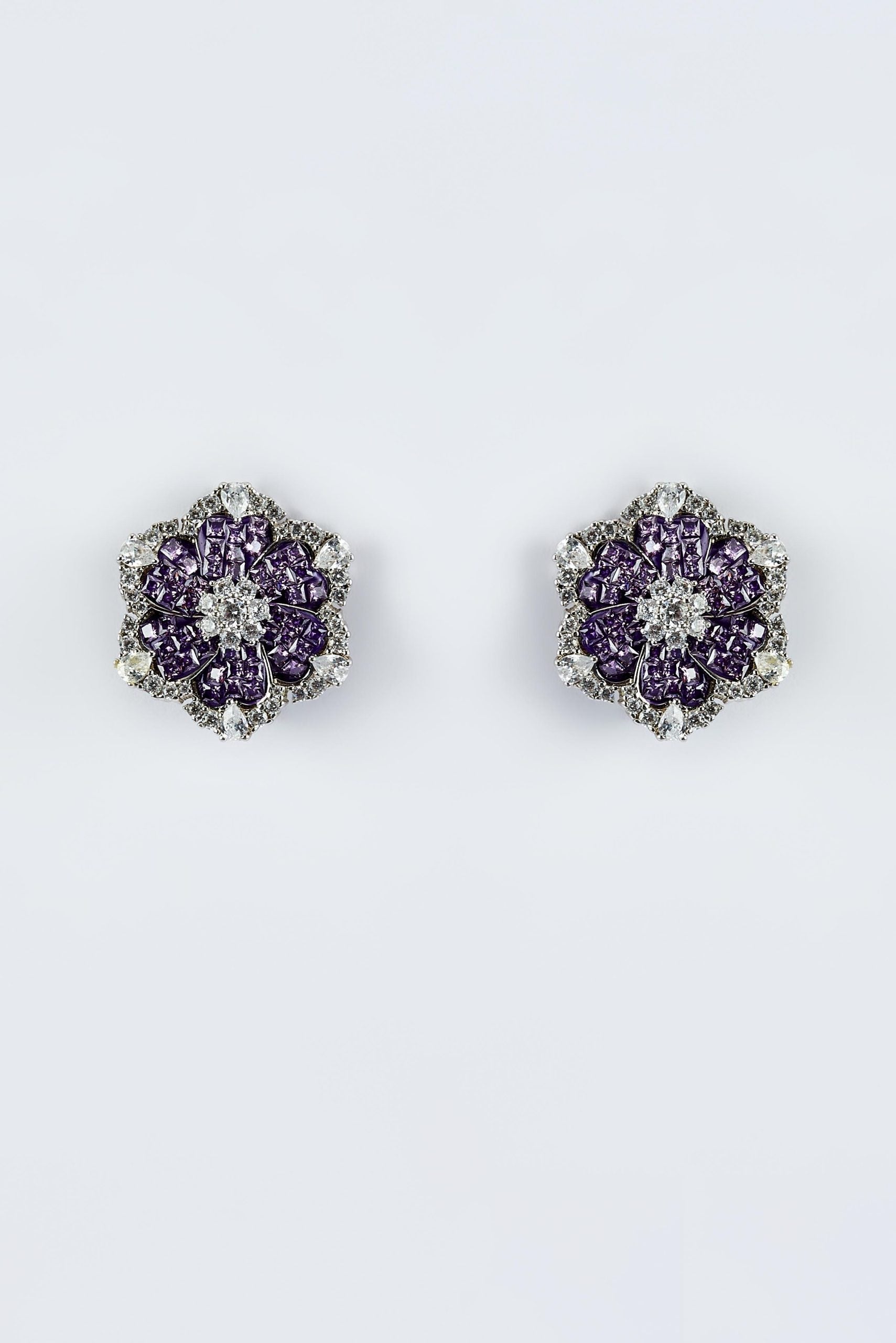 vivinia BY VIDHI MEHRA Florence Silver Plated Purple Womens Zircon Pair of Stud Earrings (Freesize)