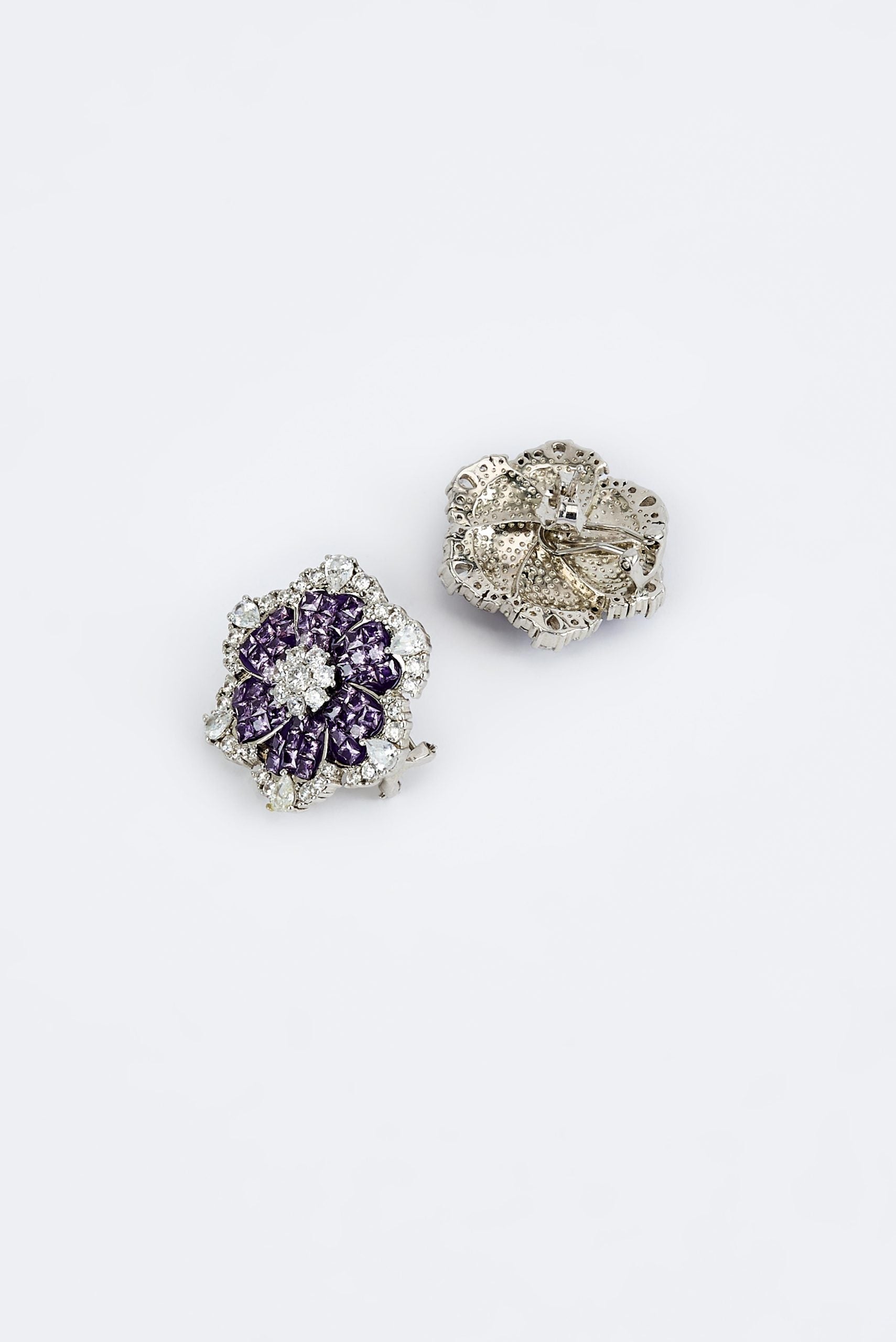 vivinia BY VIDHI MEHRA Florence Silver Plated Purple Womens Zircon Pair of Stud Earrings (Freesize)