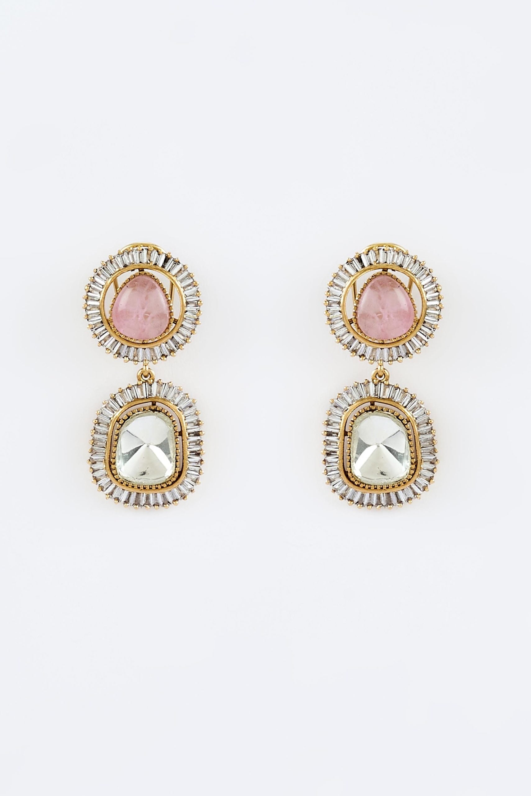 vivinia BY VIDHI MEHRA Burgandi Gold Plated Pink Womens Kundan, Polki Pair of Dangler Earrings (Freesize)