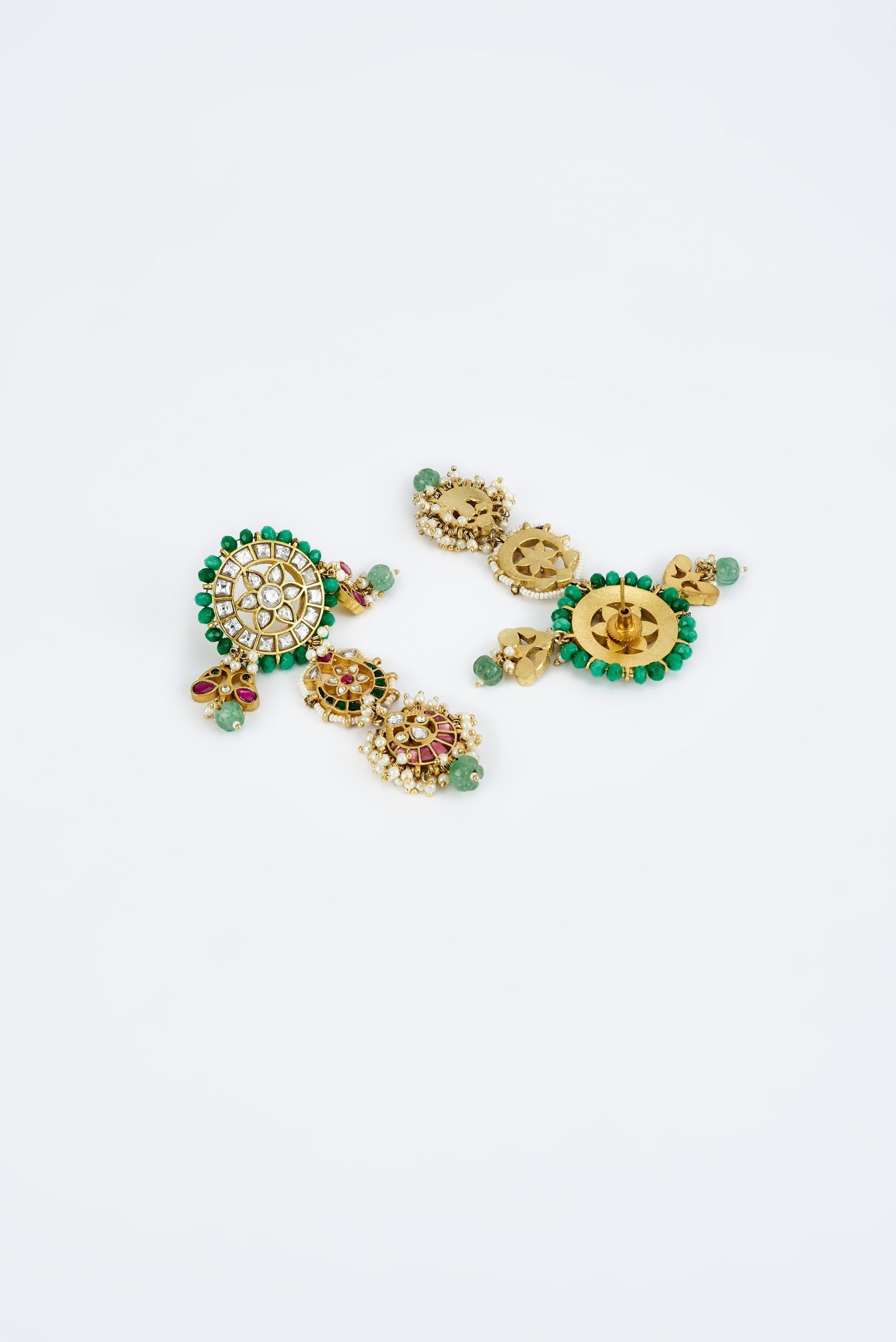 vivinia BY VIDHI MEHRA Morpankh Gold Plated Multi Womens Kundan, Polki Pair of Dangler Earrings (Freesize)