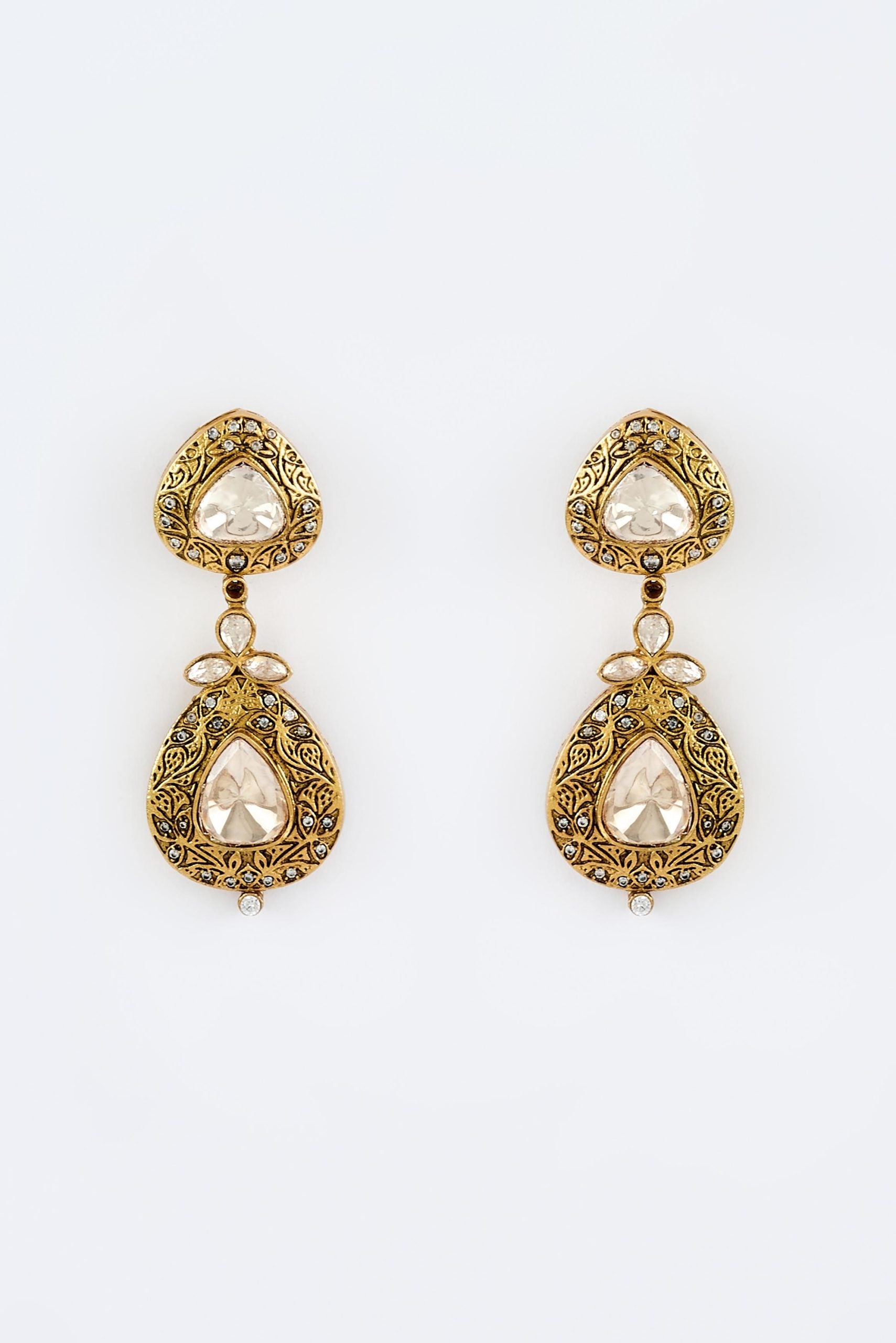 vivinia BY VIDHI MEHRA Saadgi Gold Plated Womens Kundan, Polki Pair of Dangler Earrings (Freesize)