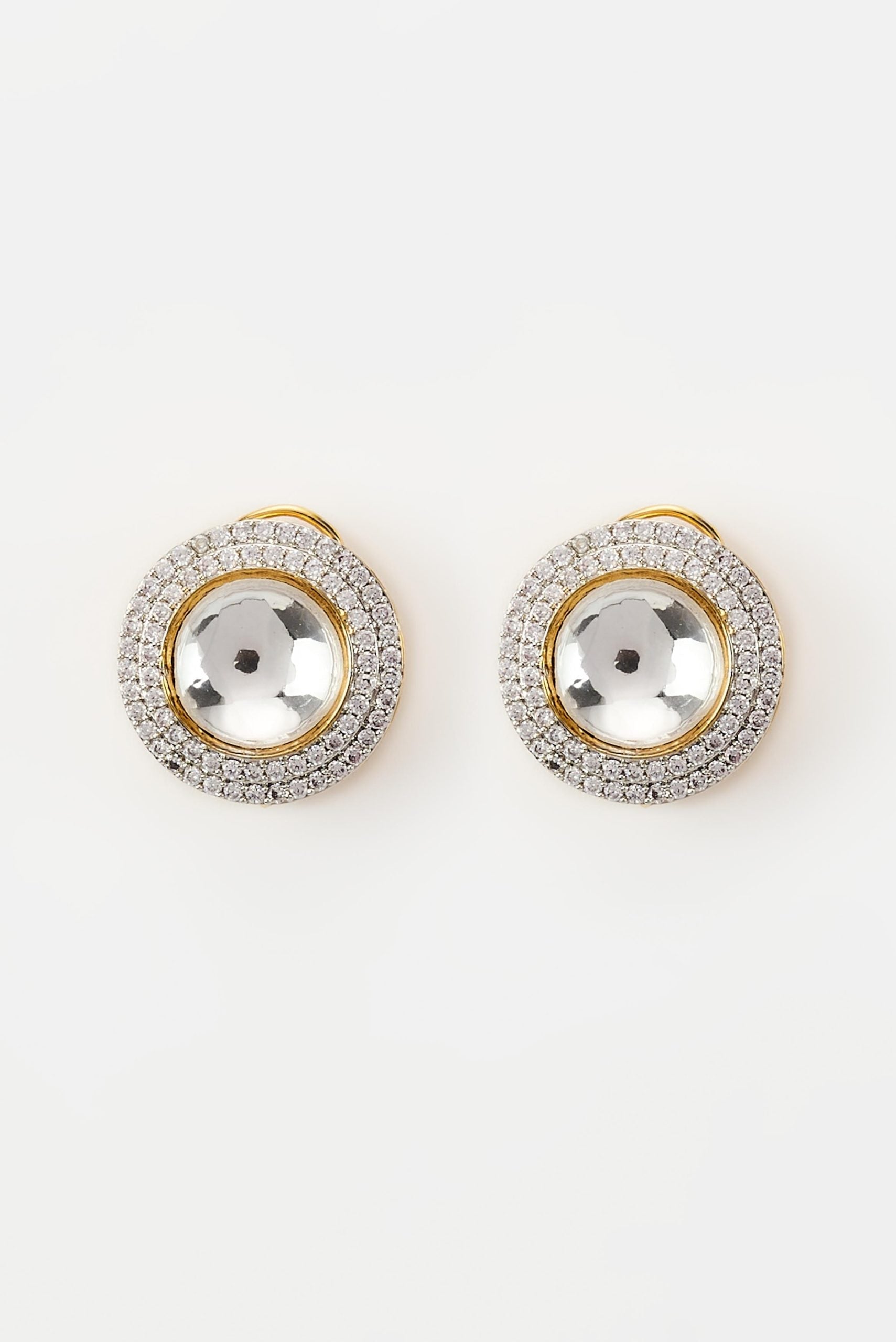 vivinia BY VIDHI MEHRA Florence Gold Plated Silver Zircon Womens Pair of Studs Earrings (Freesize)