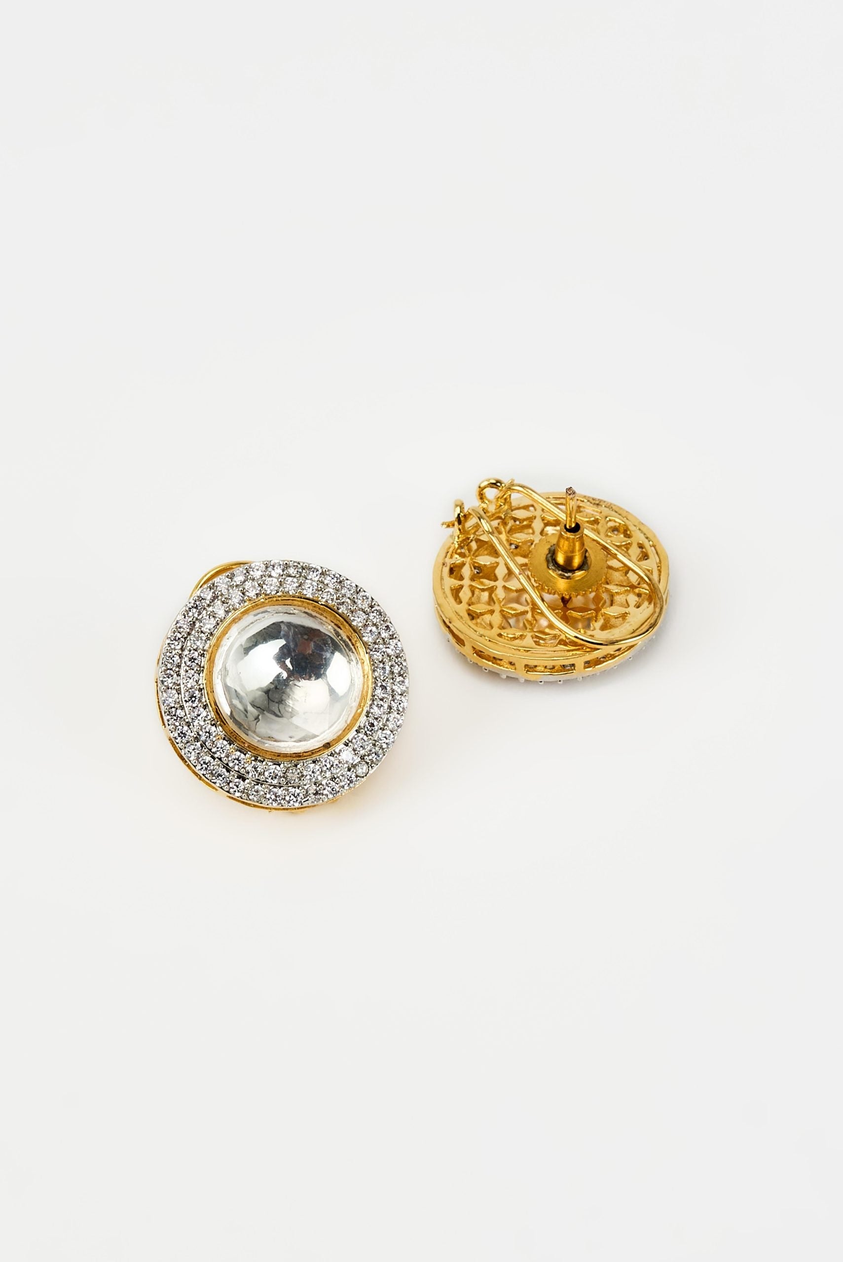 vivinia BY VIDHI MEHRA Florence Gold Plated Silver Zircon Womens Pair of Studs Earrings (Freesize)