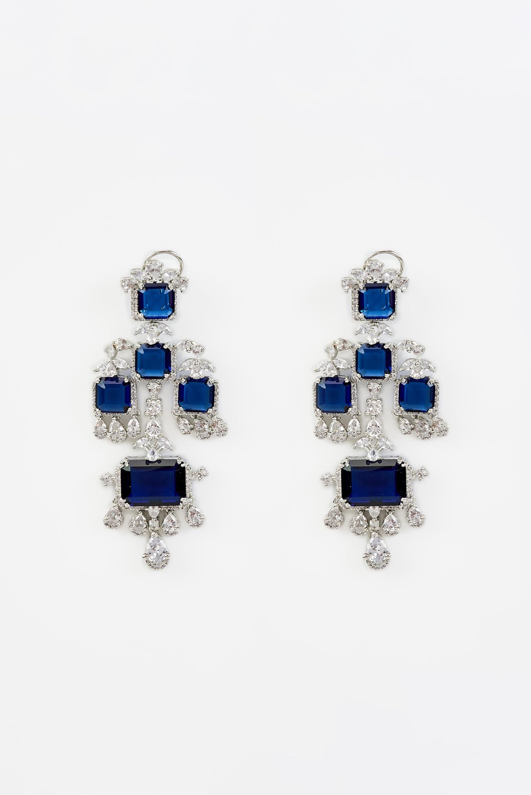 vivinia BY VIDHI MEHRA Zia Silver Plated Blue Zircon Womens Pair of Danglers Earrings (Freesize)