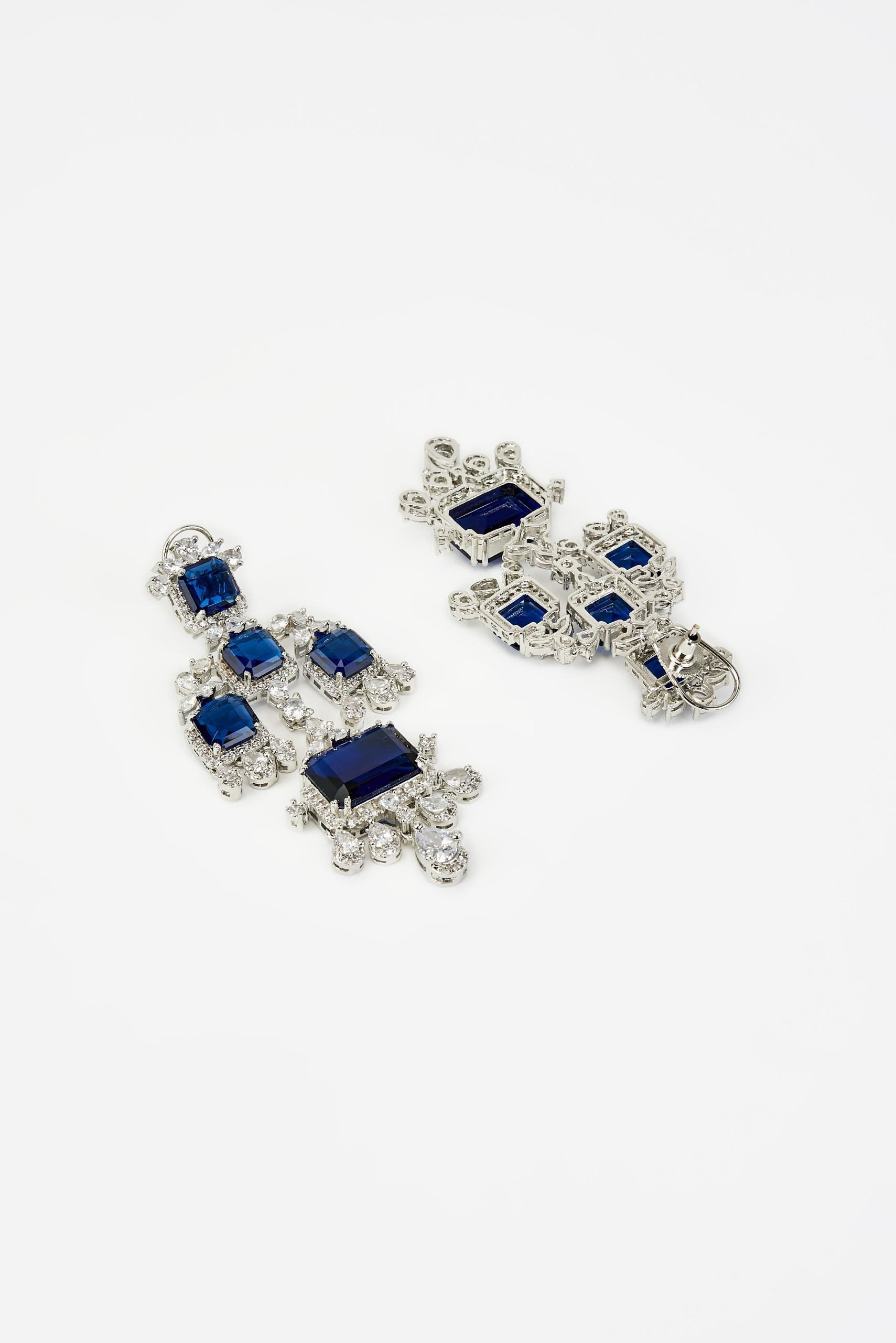 vivinia BY VIDHI MEHRA Zia Silver Plated Blue Zircon Womens Pair of Danglers Earrings (Freesize)