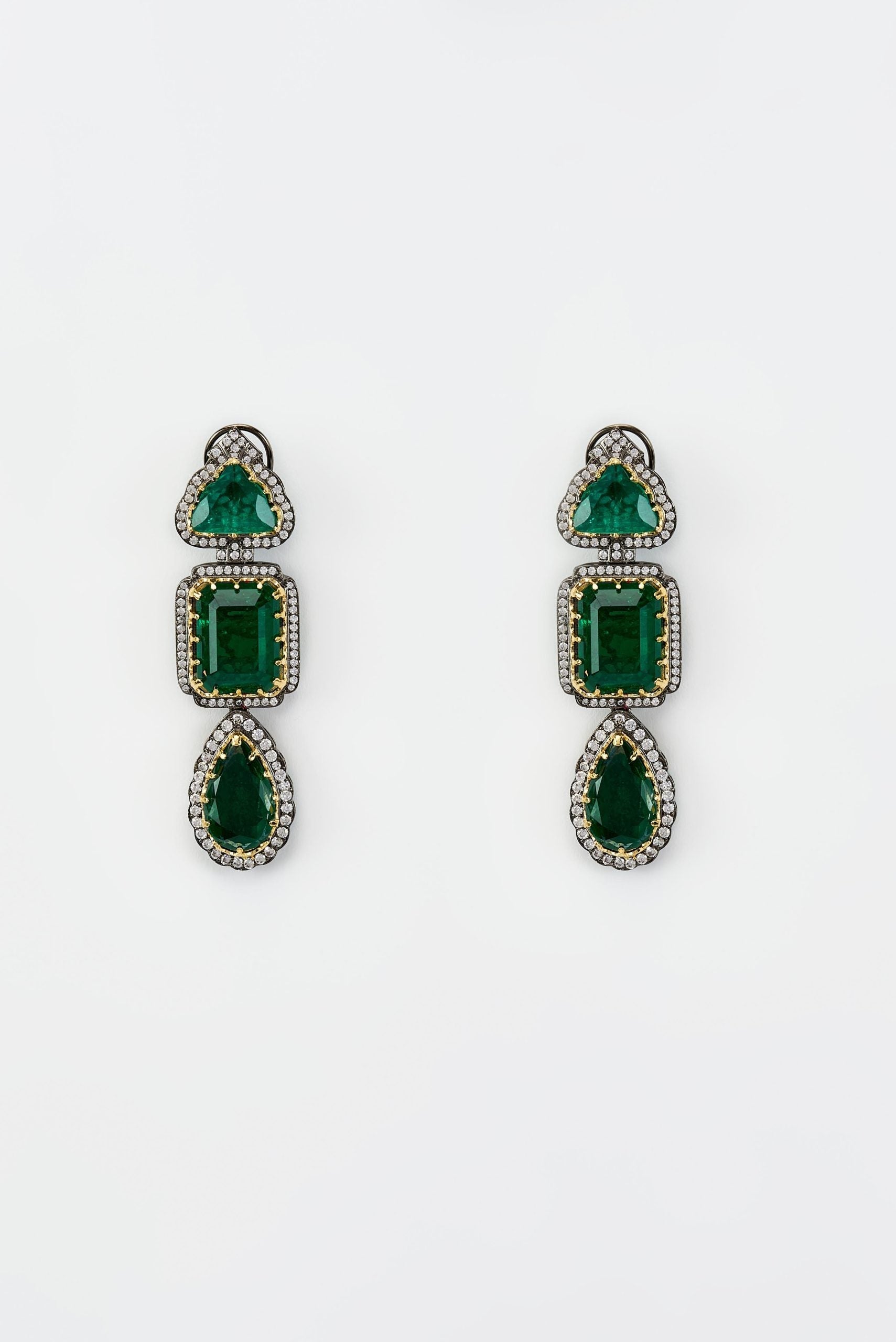 vivinia BY VIDHI MEHRA Florence Silver Plated Green Zircon Womens Pair of Danglers Earrings (Freesize)