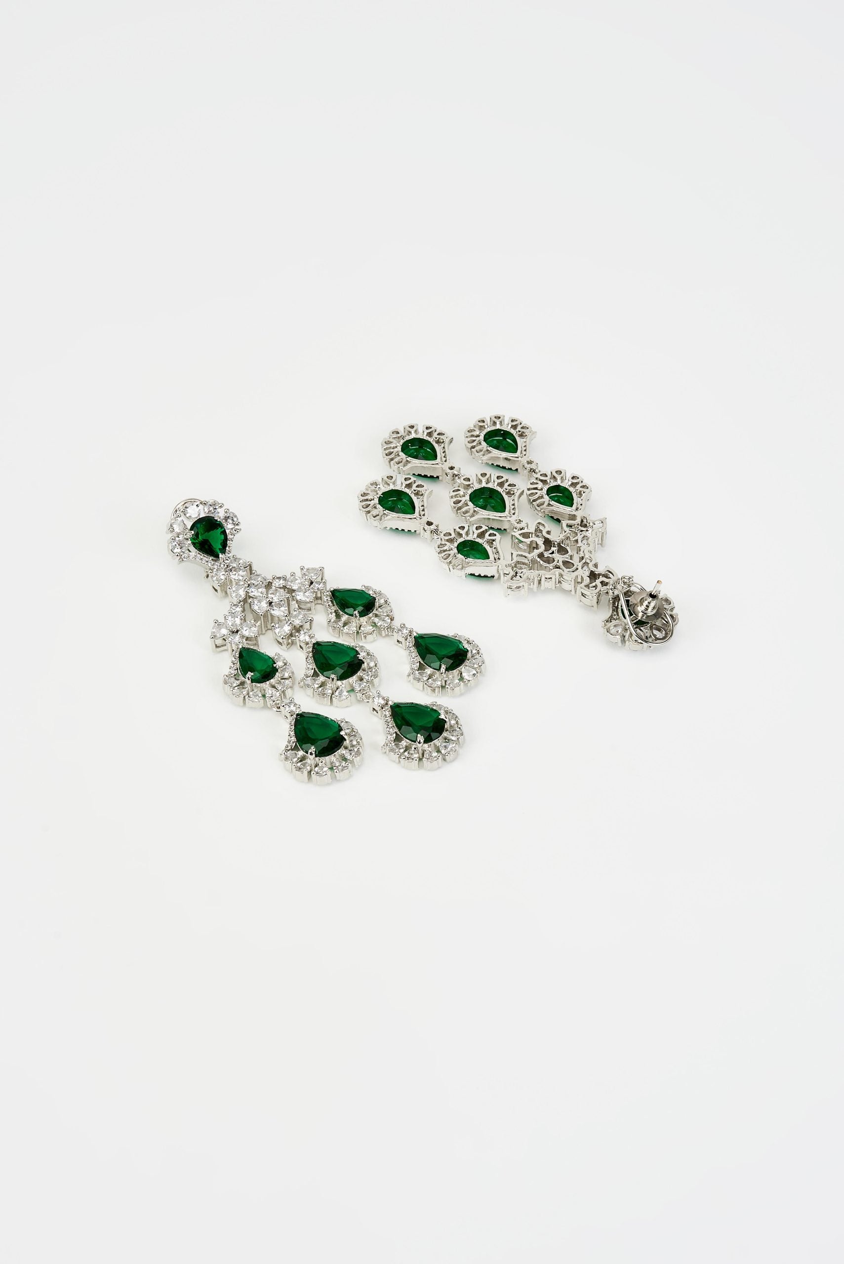 vivinia BY VIDHI MEHRA Zia Silver Plated Green Zircon Womens Pair of Danglers Earrings (Freesize)