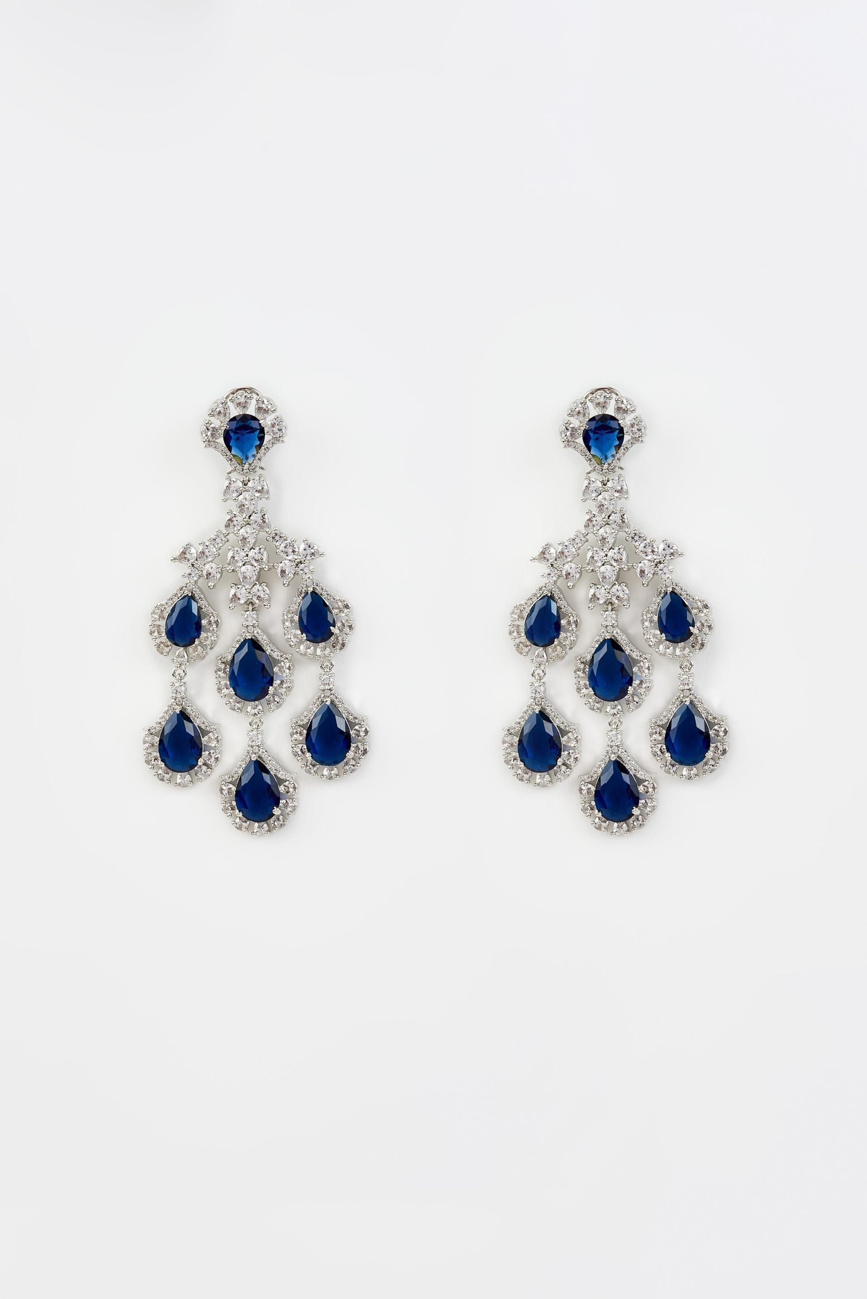 vivinia BY VIDHI MEHRA Zia Silver Plated Blue Zircon Womens Pair of Danglers Earrings (Freesize)