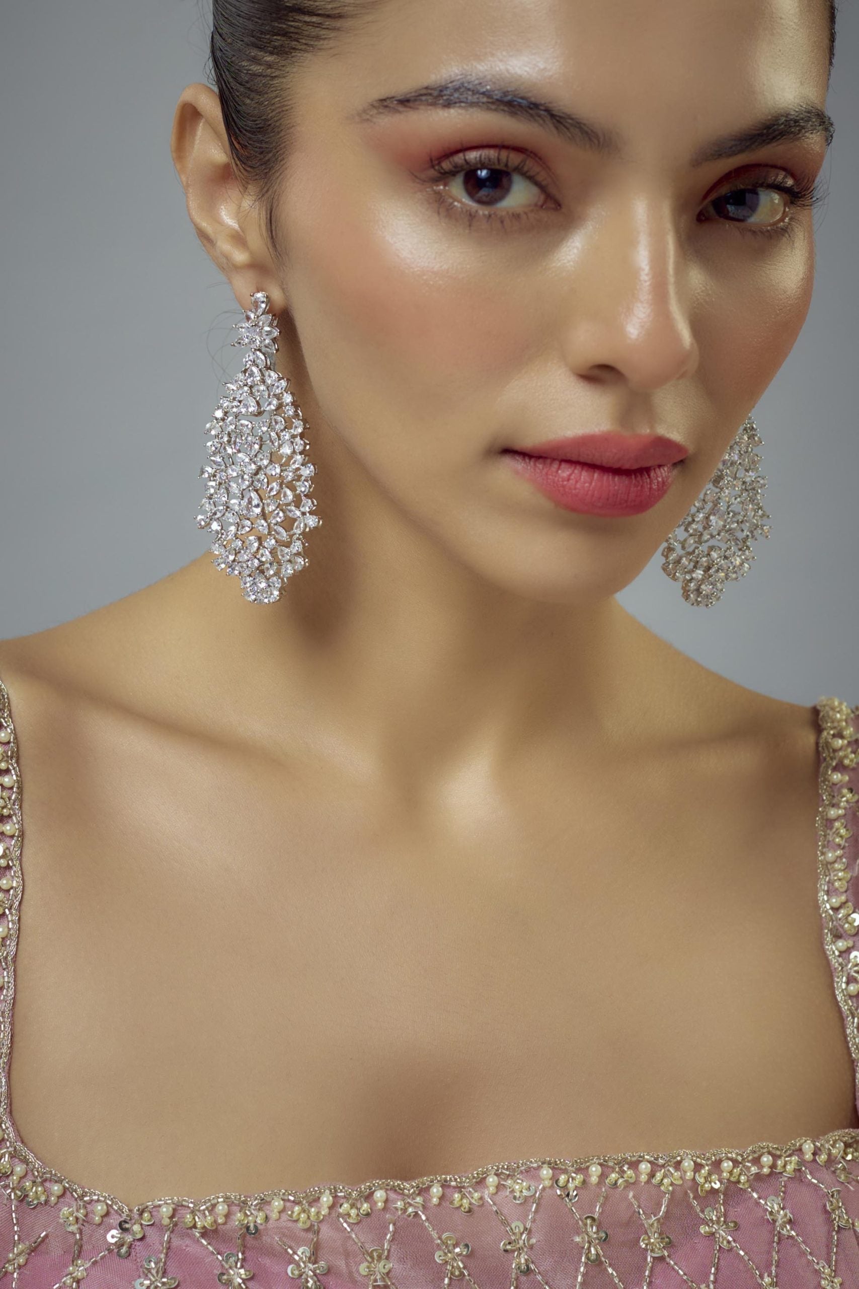 vivinia BY VIDHI MEHRA Zia Silver Plated Zircon Womens Pair of Danglers Earrings (Freesize)