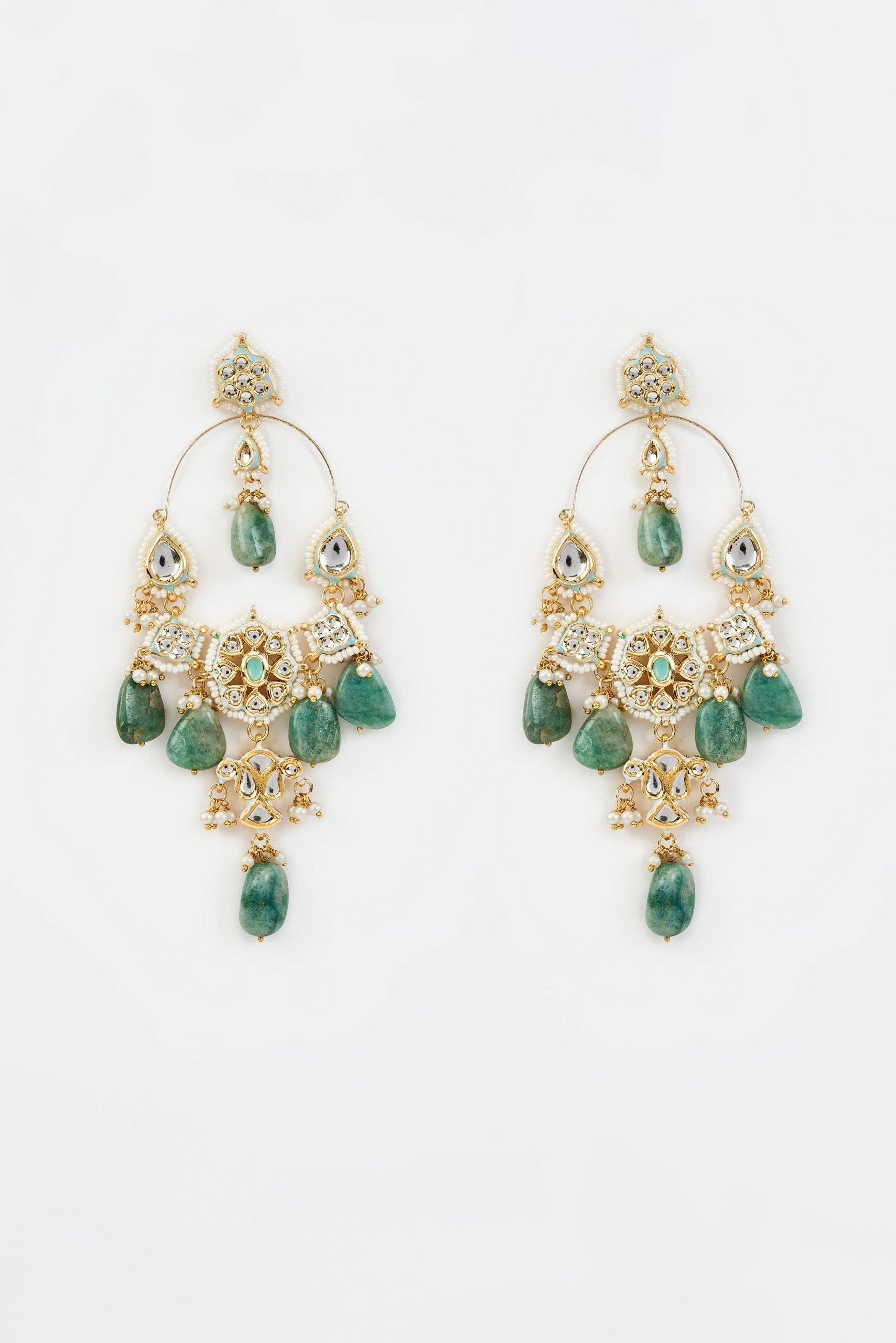 vivinia BY VIDHI MEHRA Saadgi Gold Plated Green Kundan, Polki Womens Pair of Danglers Earrings (Freesize)