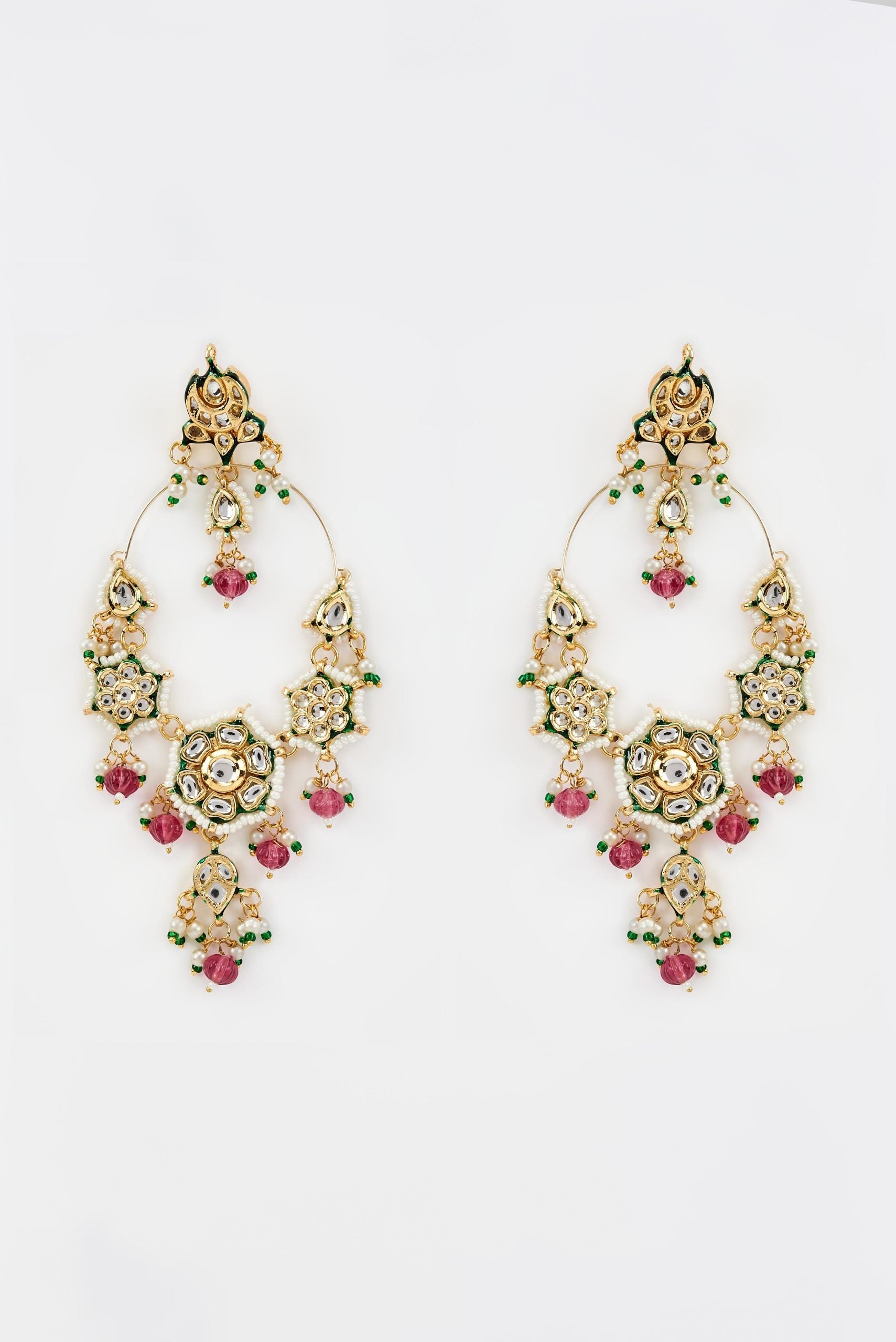 vivinia BY VIDHI MEHRA Saadgi Gold Plated Pink Kundan, Polki Womens Pair of Danglers Earrings (Freesize)