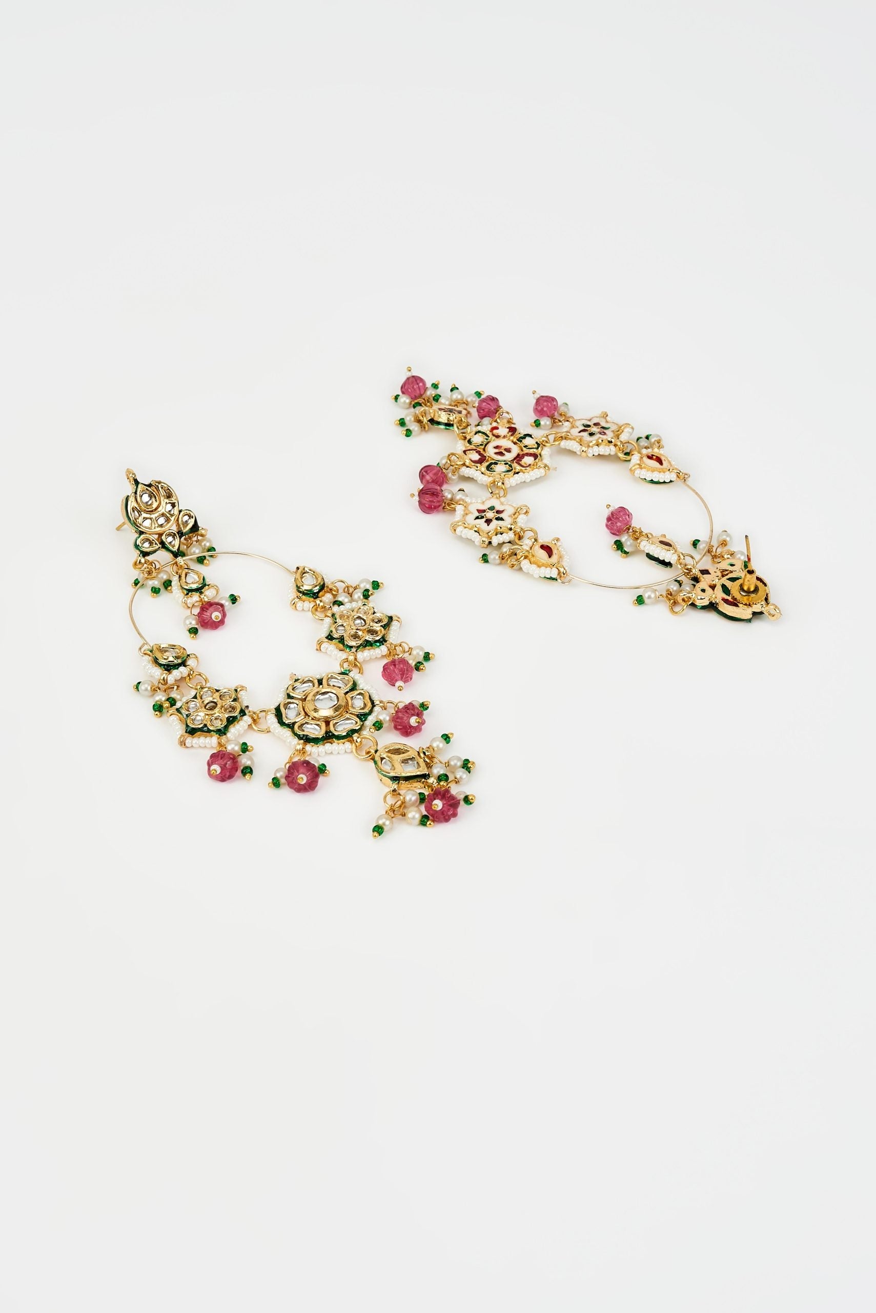 vivinia BY VIDHI MEHRA Saadgi Gold Plated Pink Kundan, Polki Womens Pair of Danglers Earrings (Freesize)