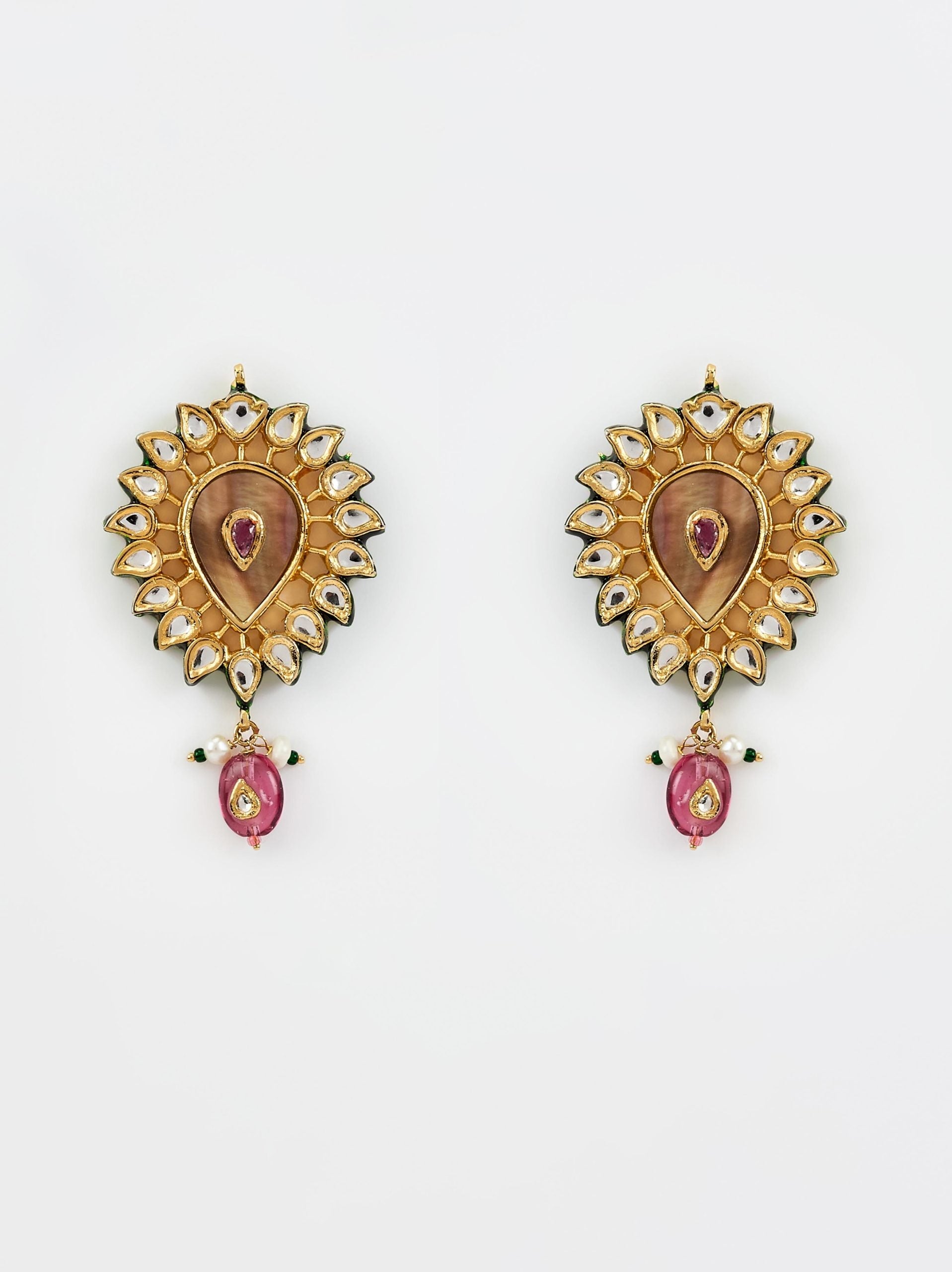 vivinia BY VIDHI MEHRA Saadgi Gold Plated Pink Kundan, Polki Womens Pair of Drop Earrings (Freesize)