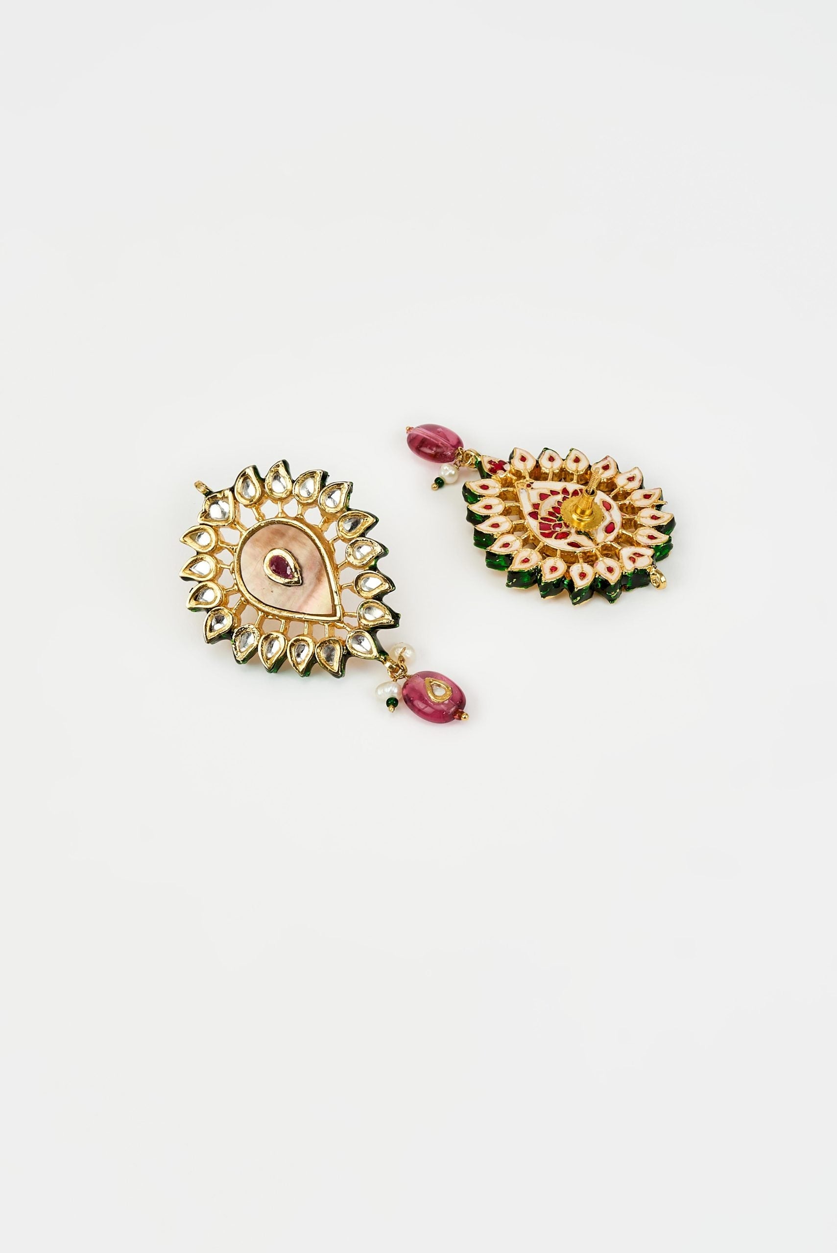 vivinia BY VIDHI MEHRA Saadgi Gold Plated Pink Kundan, Polki Womens Pair of Drop Earrings (Freesize)