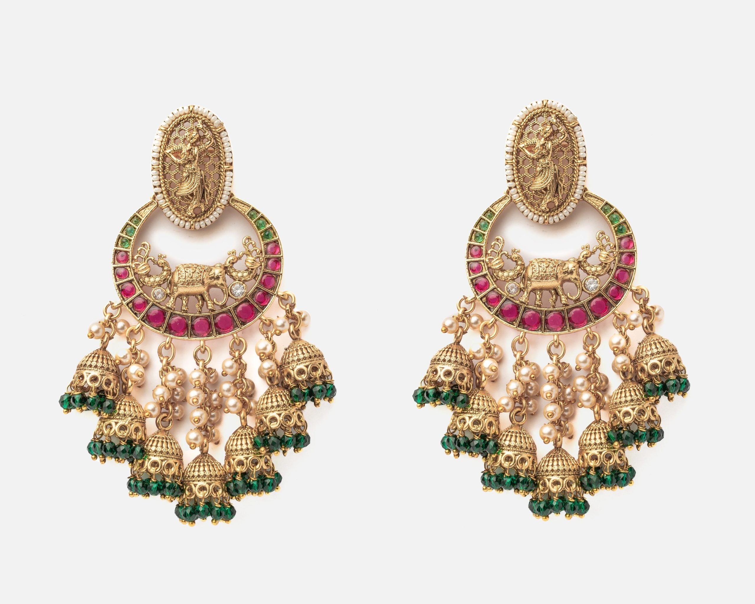 vivinia BY VIDHI MEHRA ISMAARH 2.0 Gold/Green Womens Pair of Chandbali Earrings