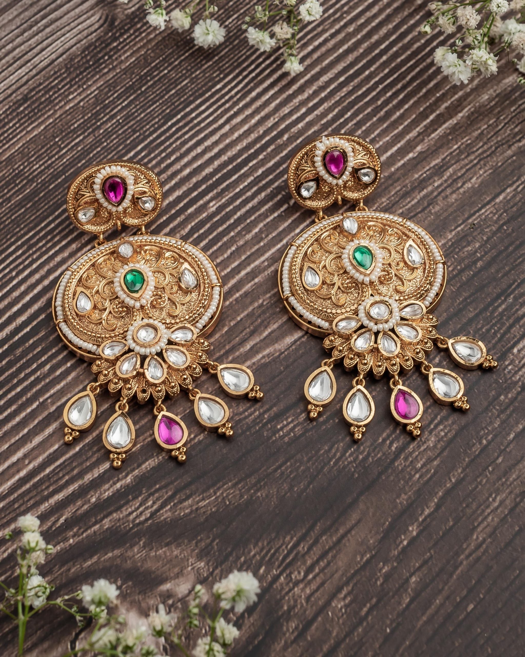 vivinia BY VIDHI MEHRA ISMAARH 2.0 Gold/Multi Womens Pair of Chandbali Earrings