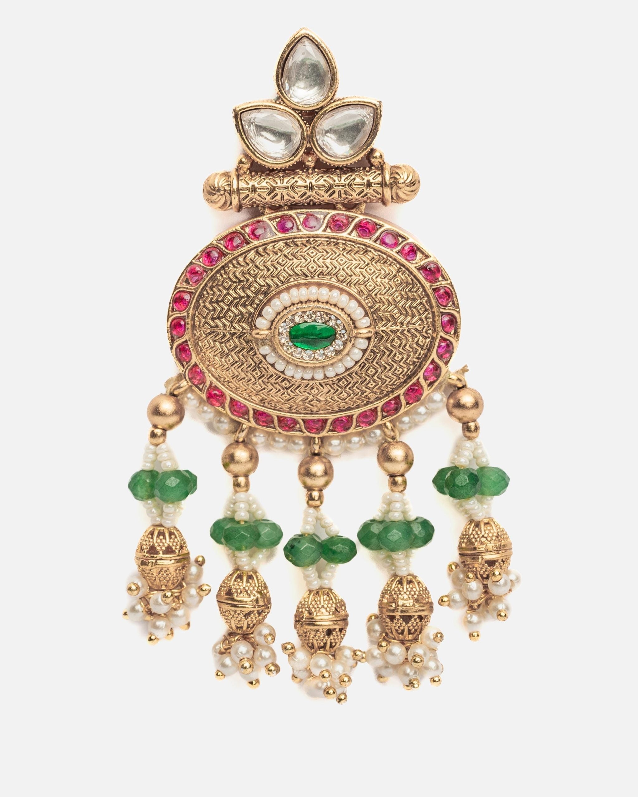 vivinia BY VIDHI MEHRA ISMAARH 2.0 Gold/Green Womens Pair of Chandbali Earrings