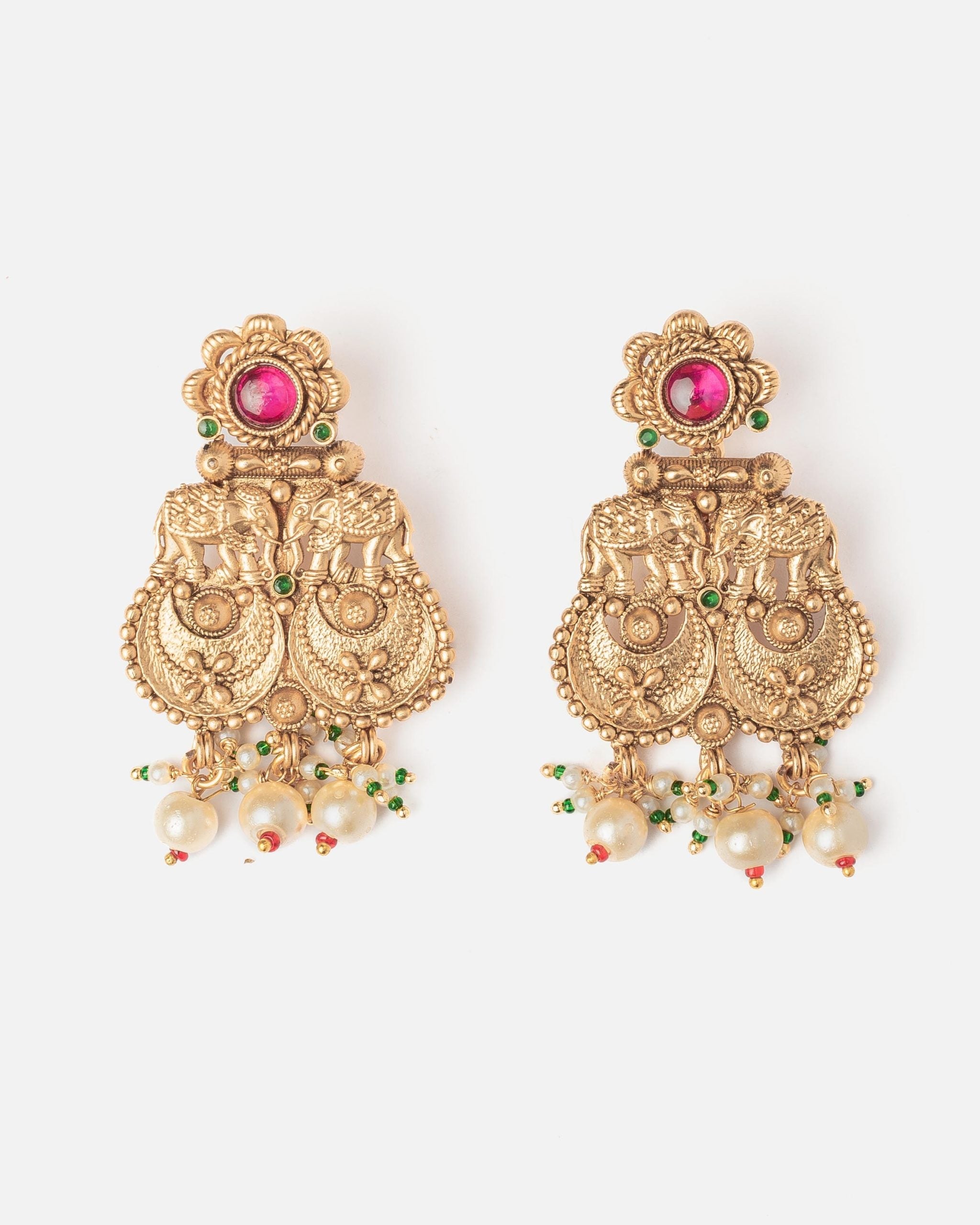 vivinia BY VIDHI MEHRA ISMAARH 2.0 Gold/Pink Womens Pair of Chandbali Earrings