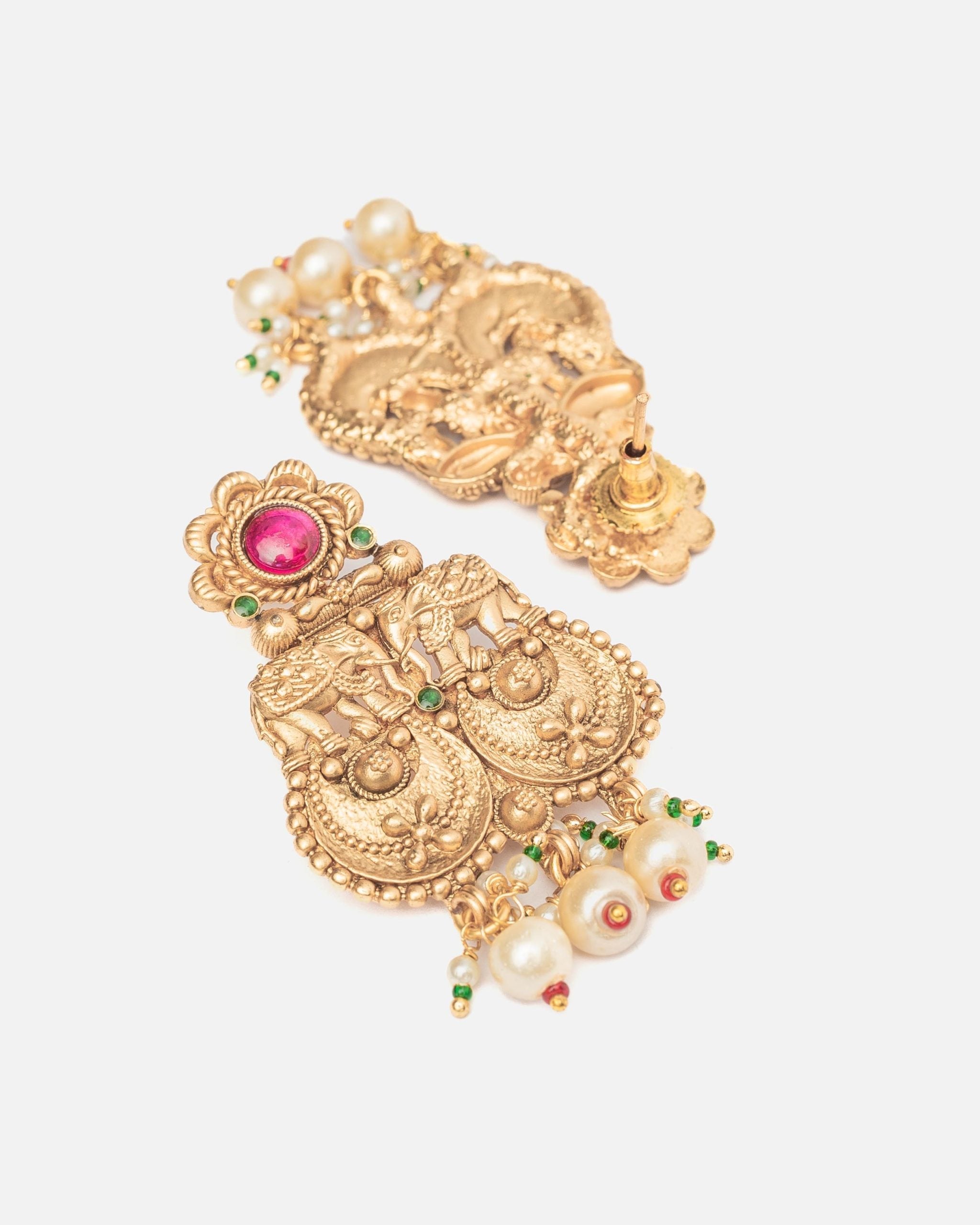 vivinia BY VIDHI MEHRA ISMAARH 2.0 Gold/Pink Womens Pair of Chandbali Earrings