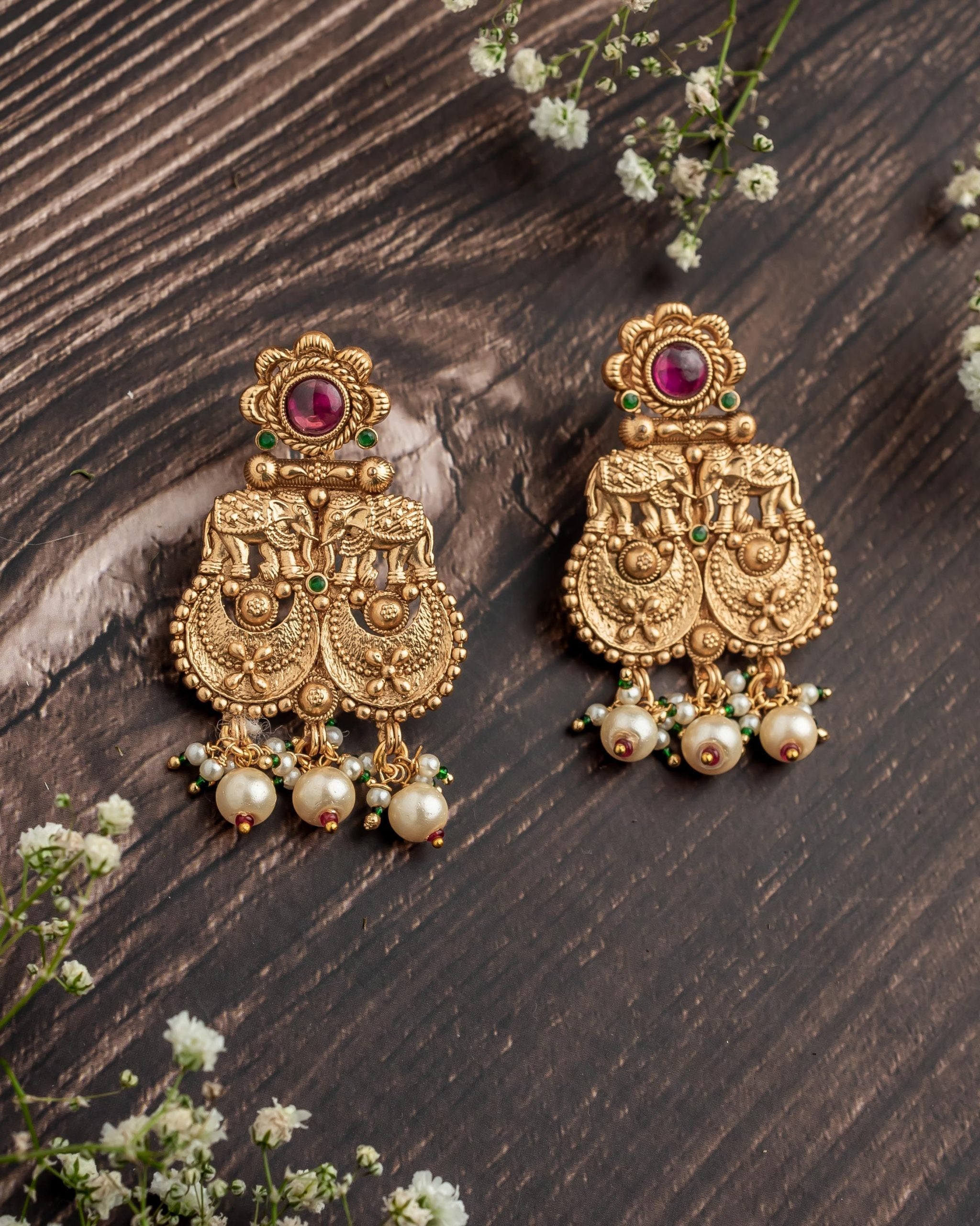 vivinia BY VIDHI MEHRA ISMAARH 2.0 Gold/Pink Womens Pair of Chandbali Earrings