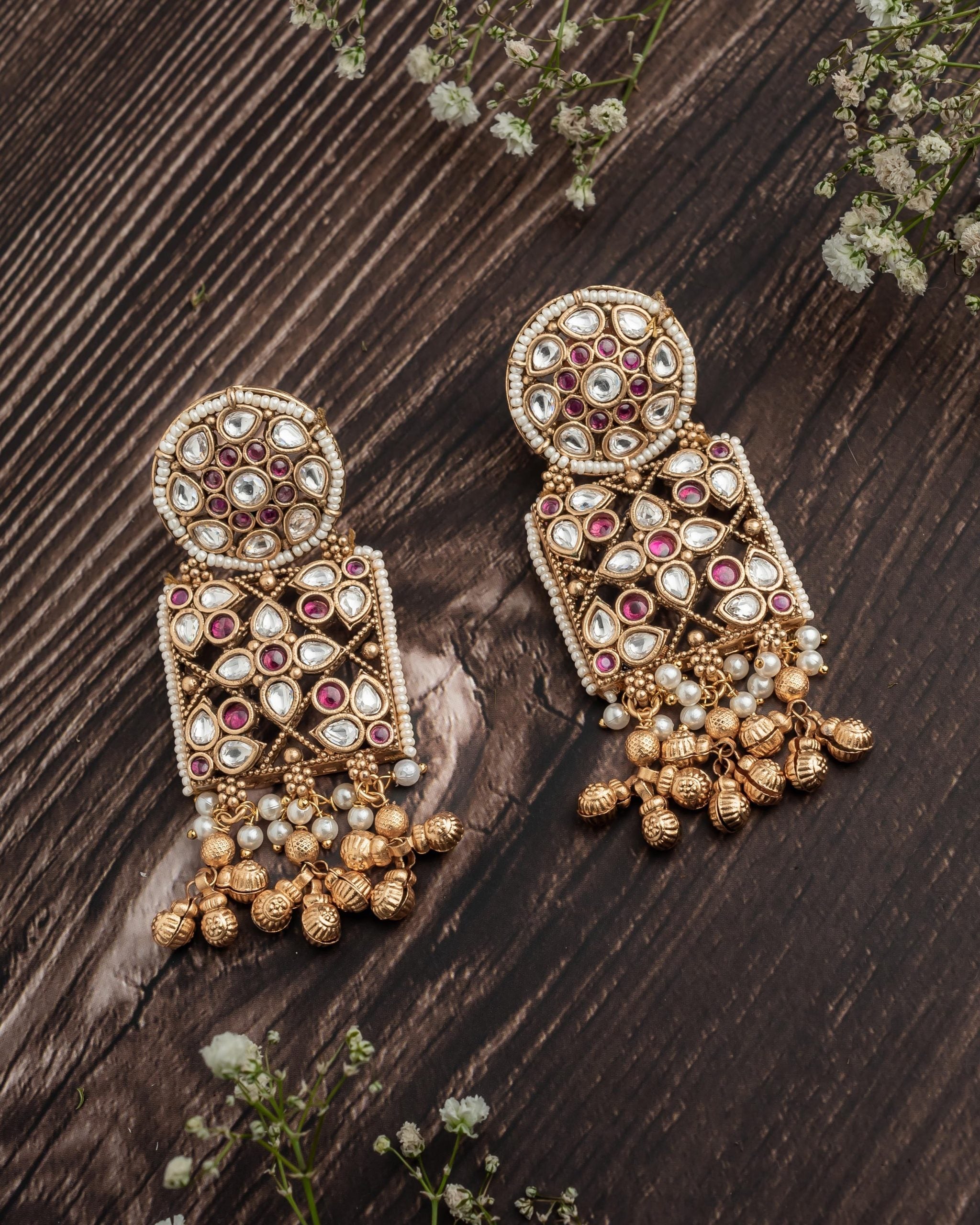 vivinia BY VIDHI MEHRA ISMAARH 2.0 Gold/White Womens Pair of Dangle Earrings