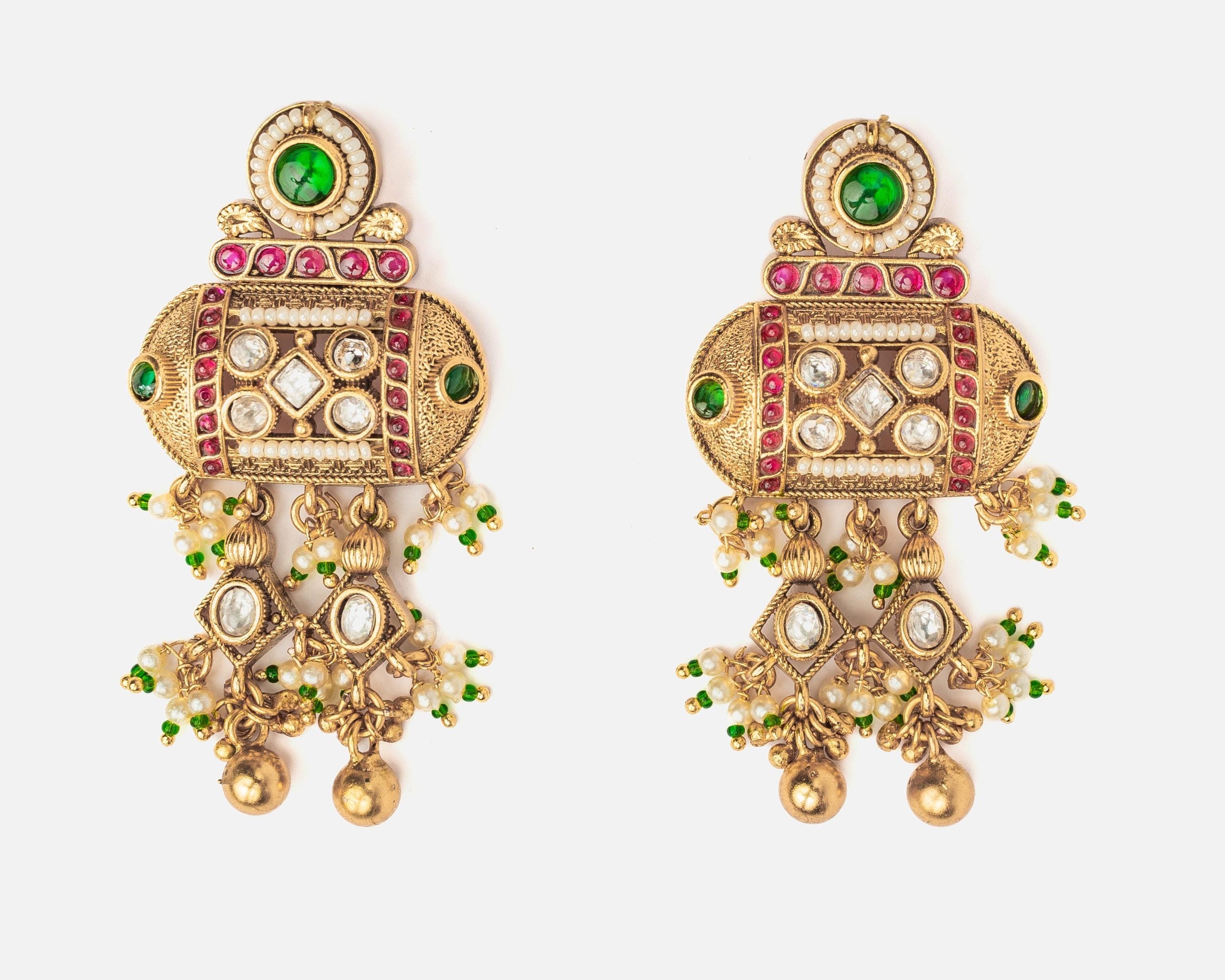 vivinia BY VIDHI MEHRA ISMAARH 2.0 Gold/Green Womens Pair of Chandbali Earrings